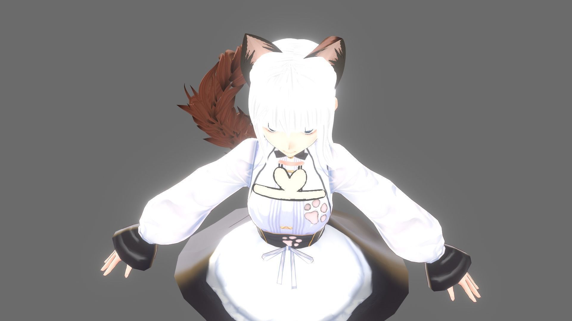 ASIAN GIRL CAT 3D MODEL RIGGED T POSE SHAPE KEYS NEKO 1 Low-poly 3D model_10
