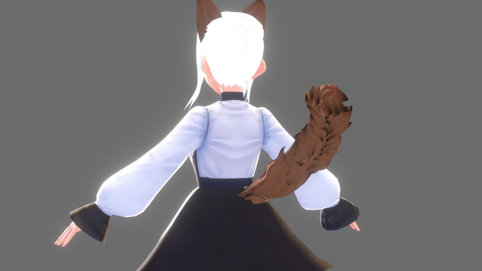 ASIAN GIRL CAT 3D MODEL RIGGED T POSE SHAPE KEYS NEKO 1 Low-poly 3D model_8