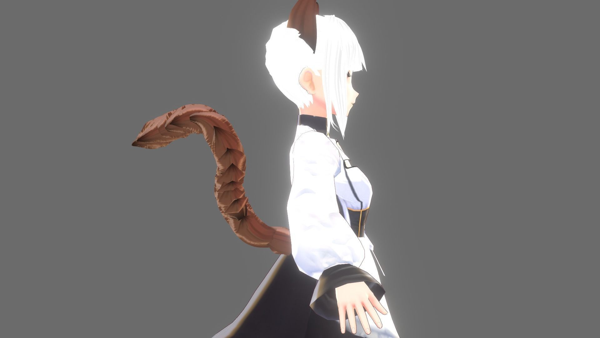 ASIAN GIRL CAT 3D MODEL RIGGED T POSE SHAPE KEYS NEKO 1 Low-poly 3D model_9