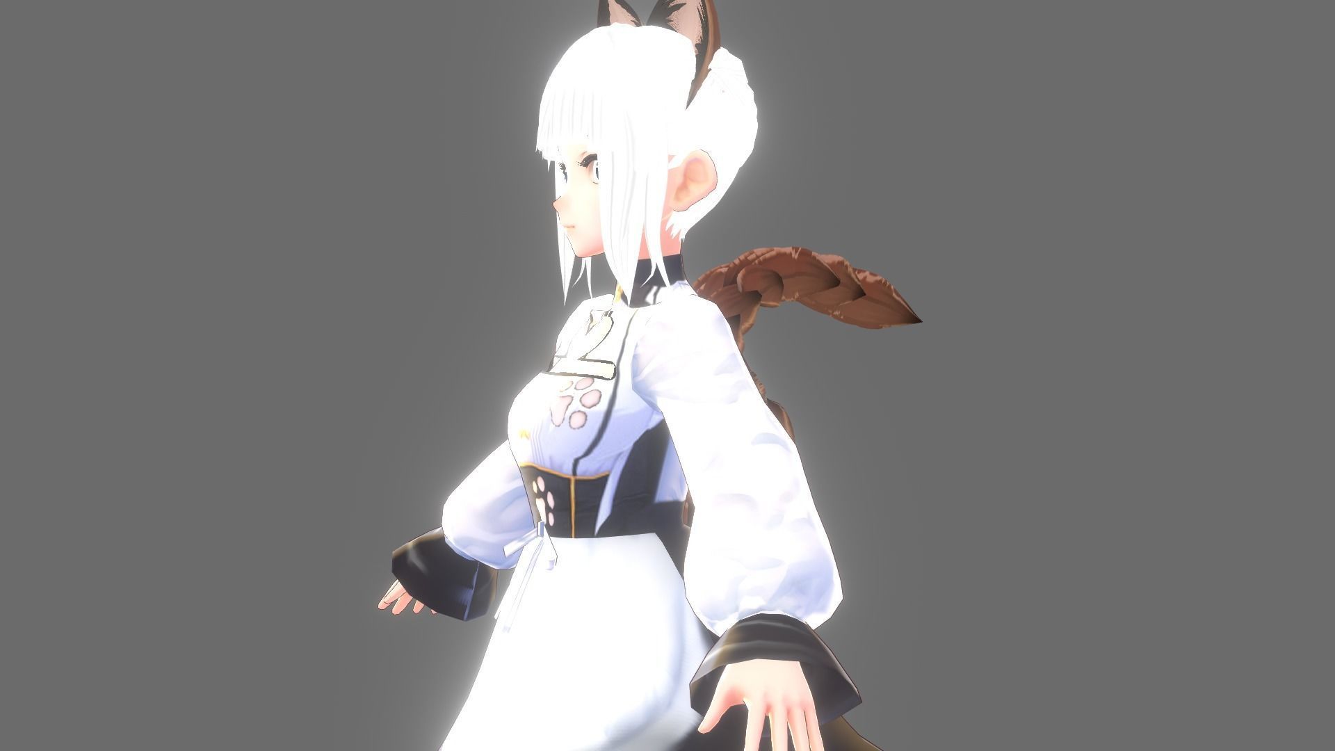 ASIAN GIRL CAT 3D MODEL RIGGED T POSE SHAPE KEYS NEKO 1 Low-poly 3D model_7