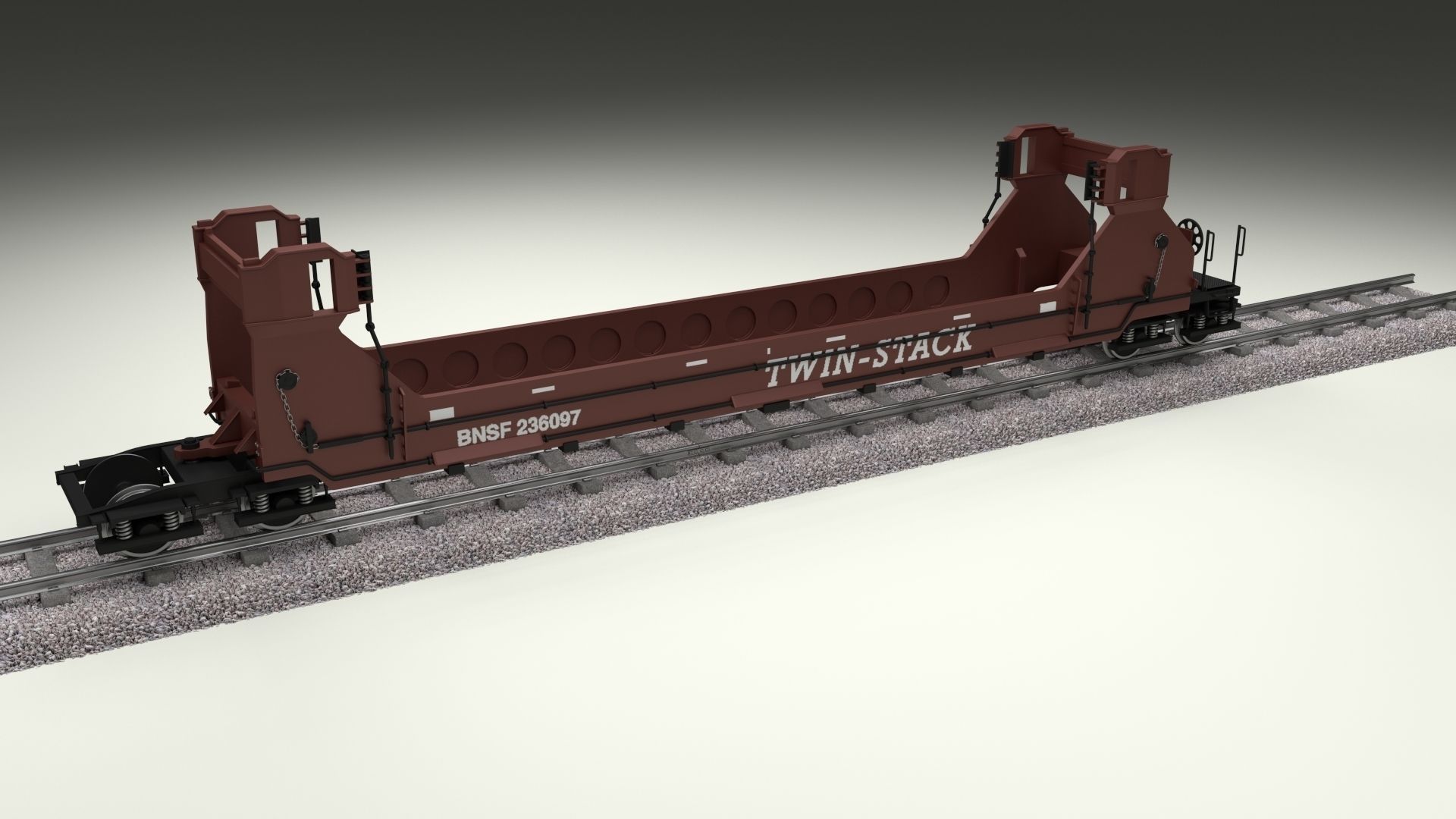 Brown Train Well Car 3D model_1
