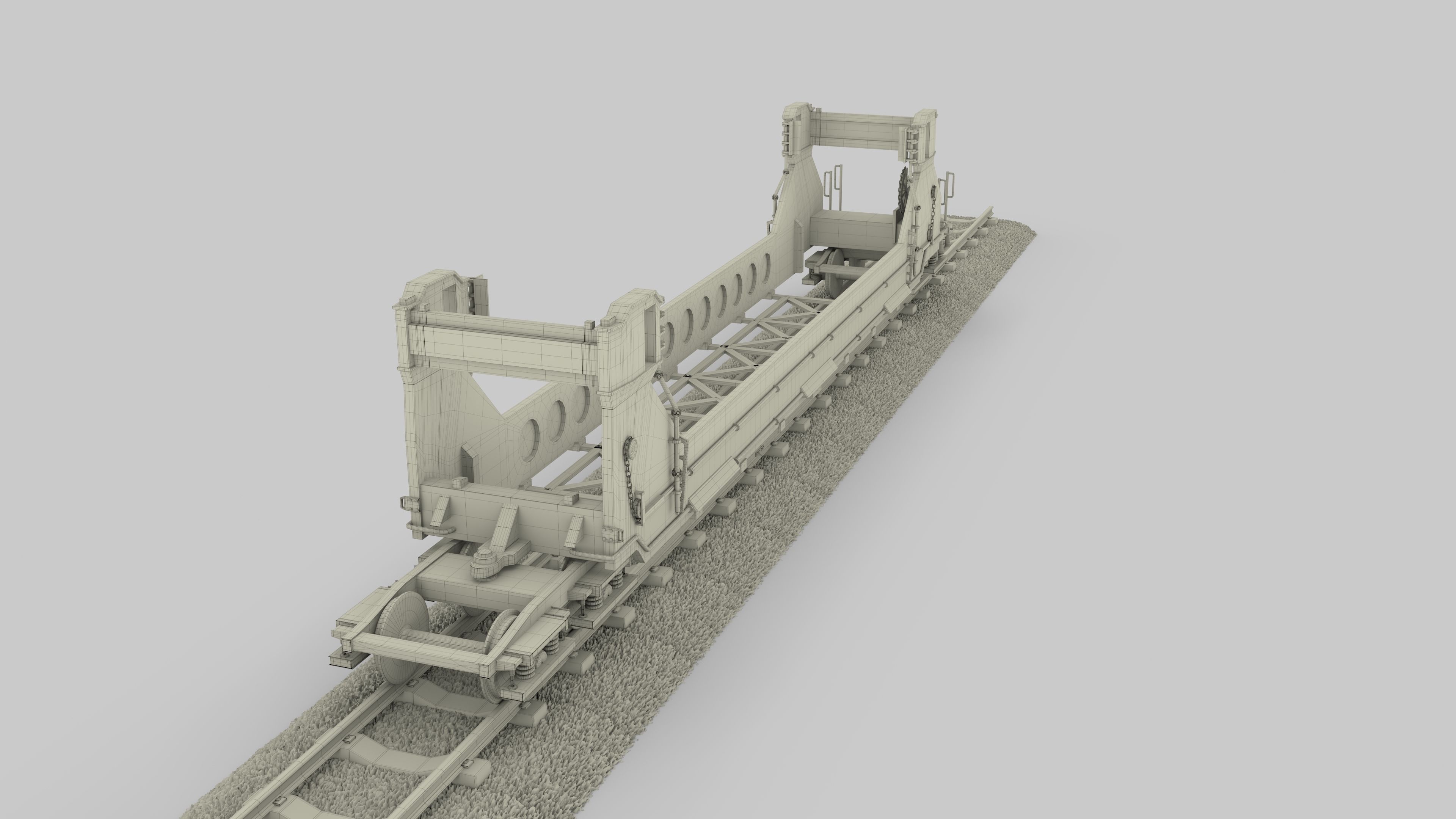Brown Train Well Car 3D model_21