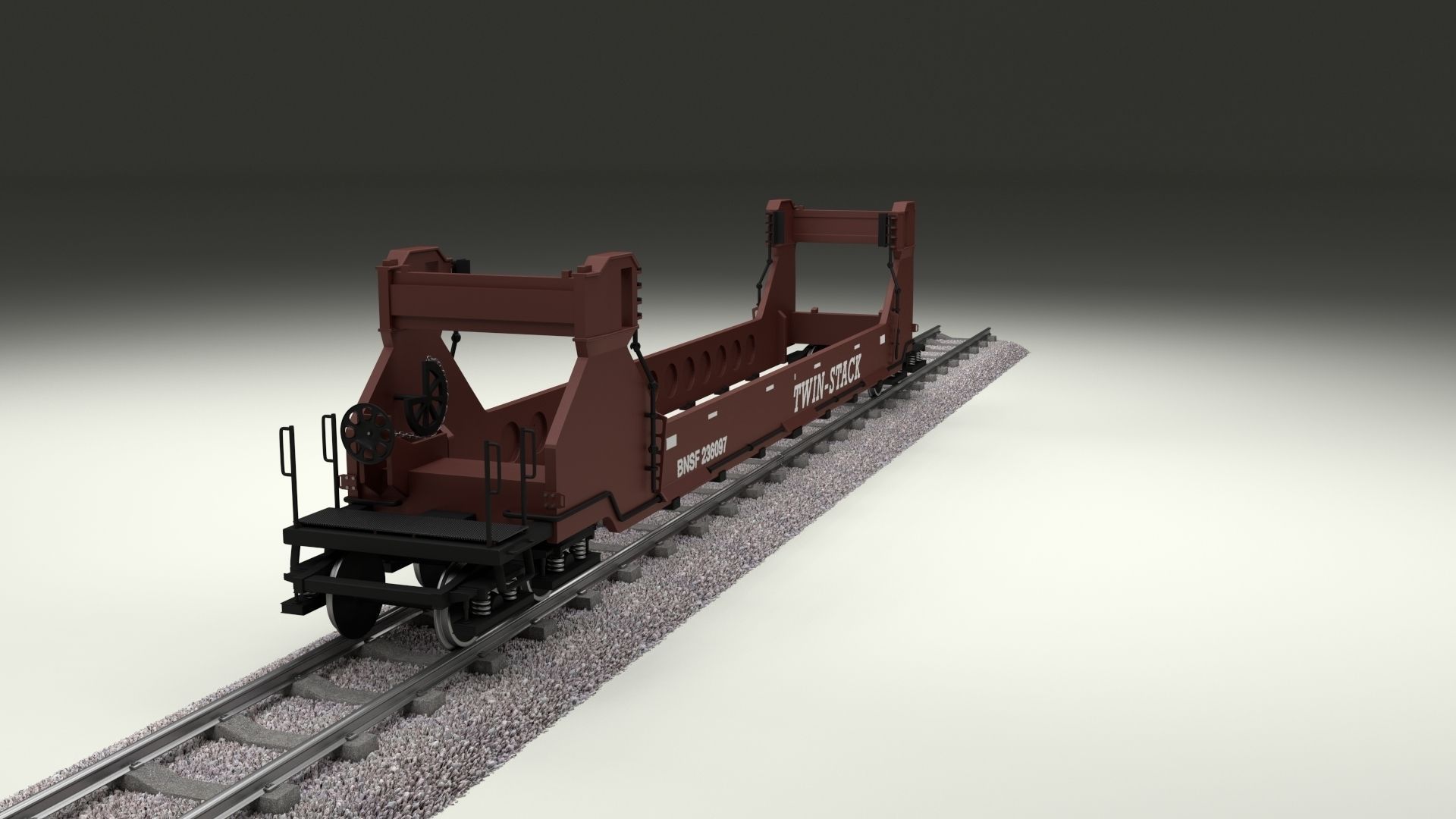 Brown Train Well Car 3D model_6