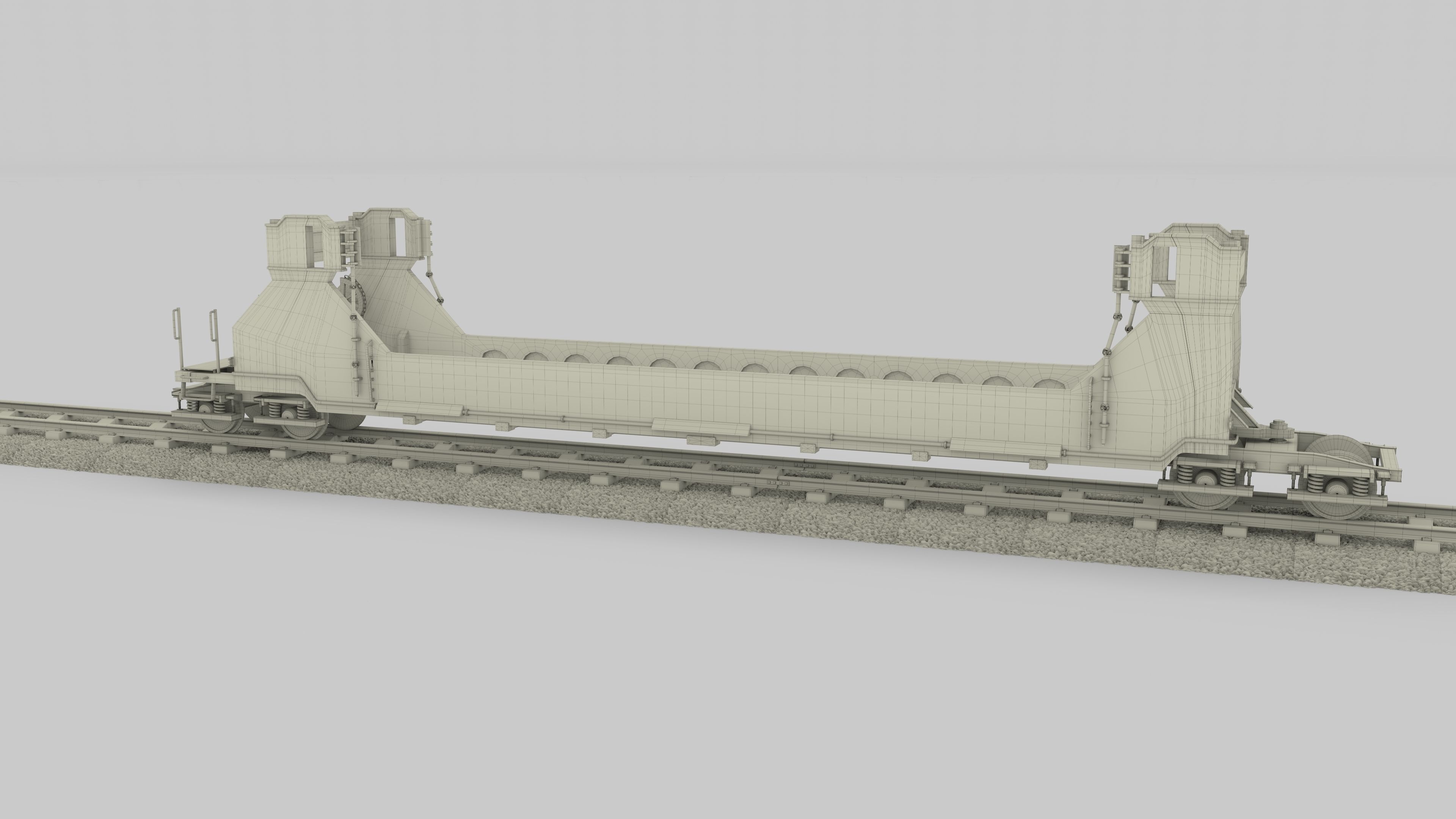 Brown Train Well Car 3D model_25