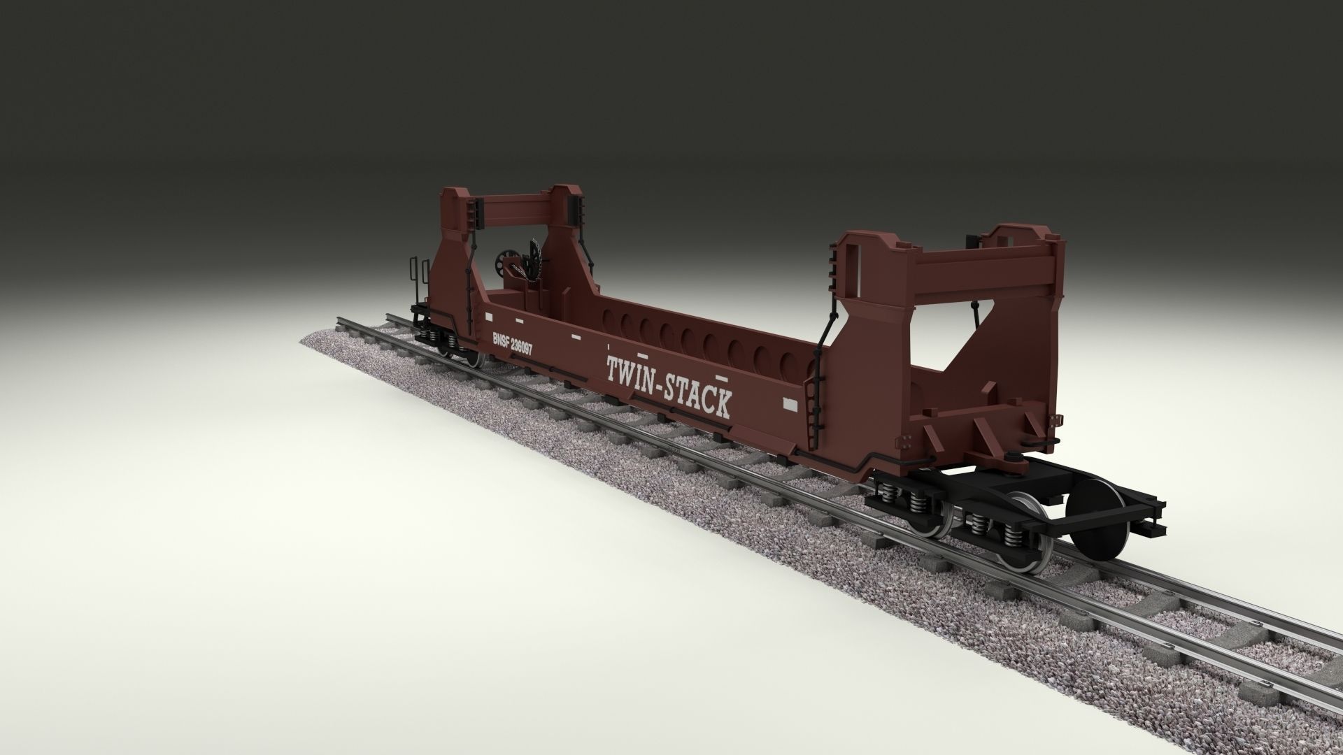 Brown Train Well Car 3D model_13