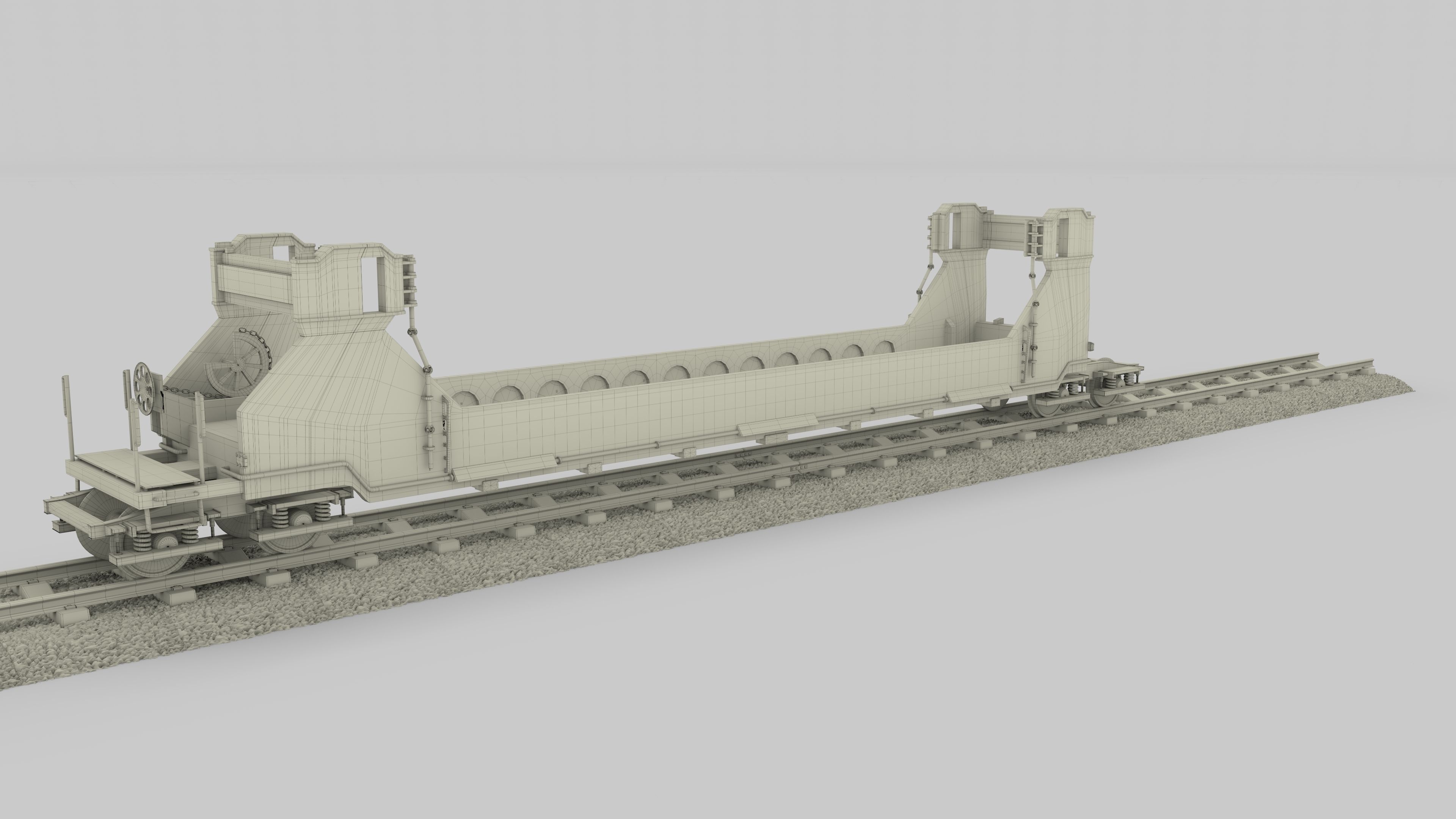 Brown Train Well Car 3D model_16