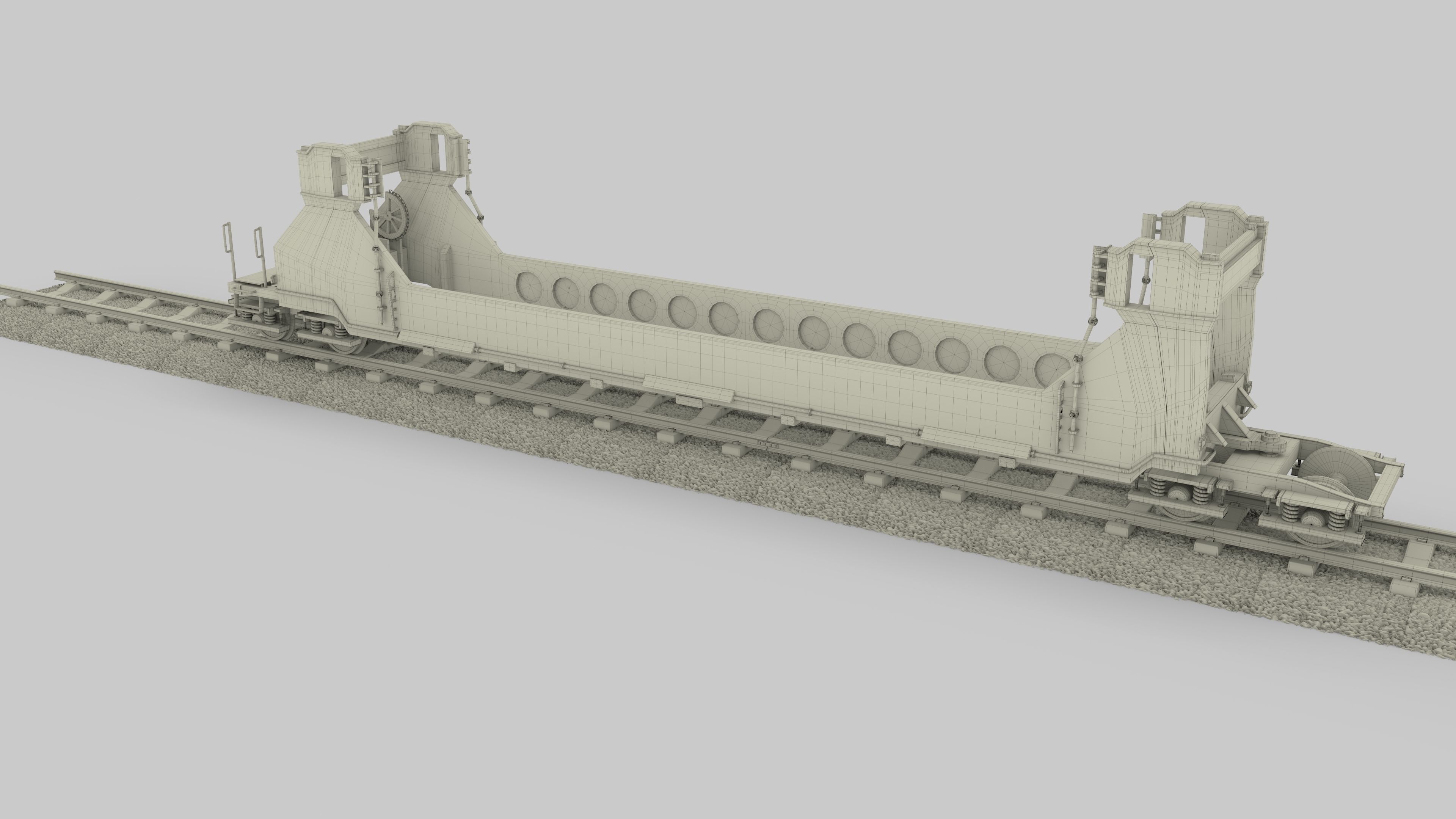 Brown Train Well Car 3D model_24