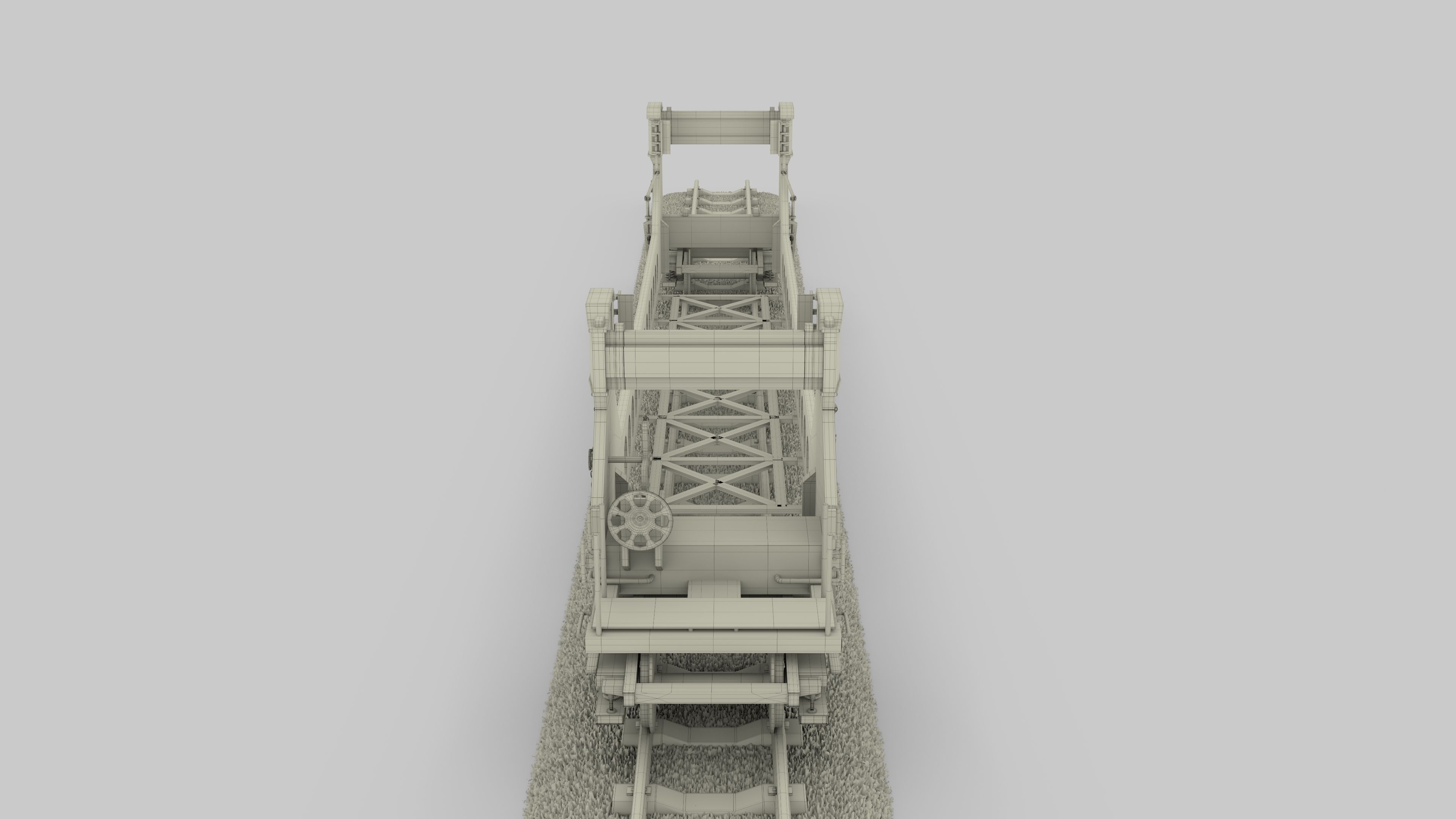 Brown Train Well Car 3D model_17