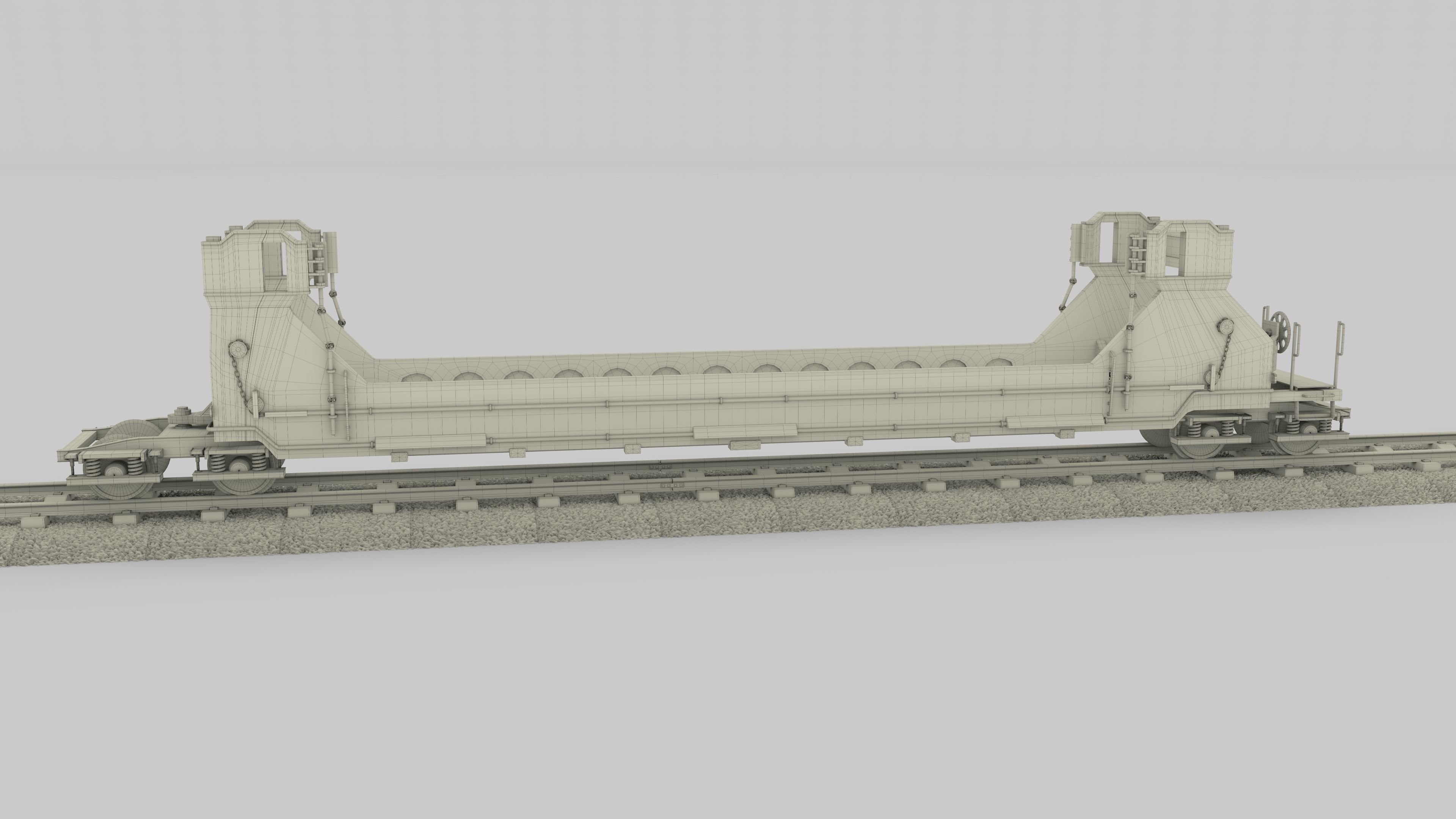 Brown Train Well Car 3D model_20