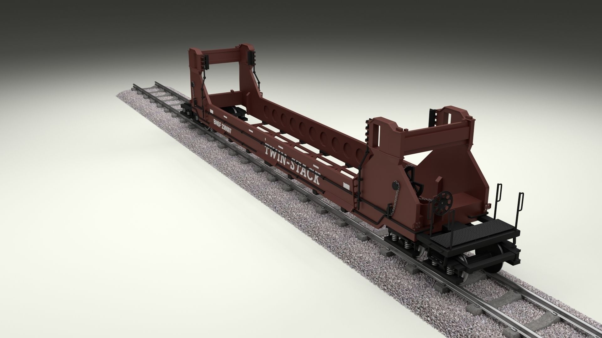 Brown Train Well Car 3D model_10