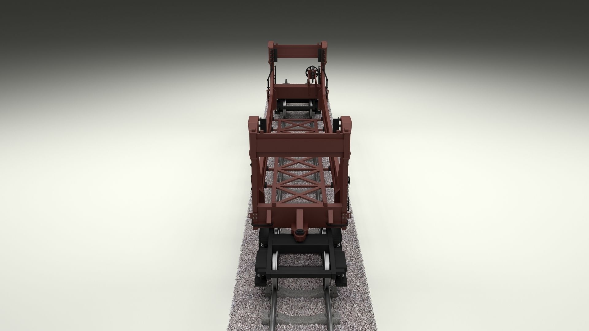 Brown Train Well Car 3D model_12