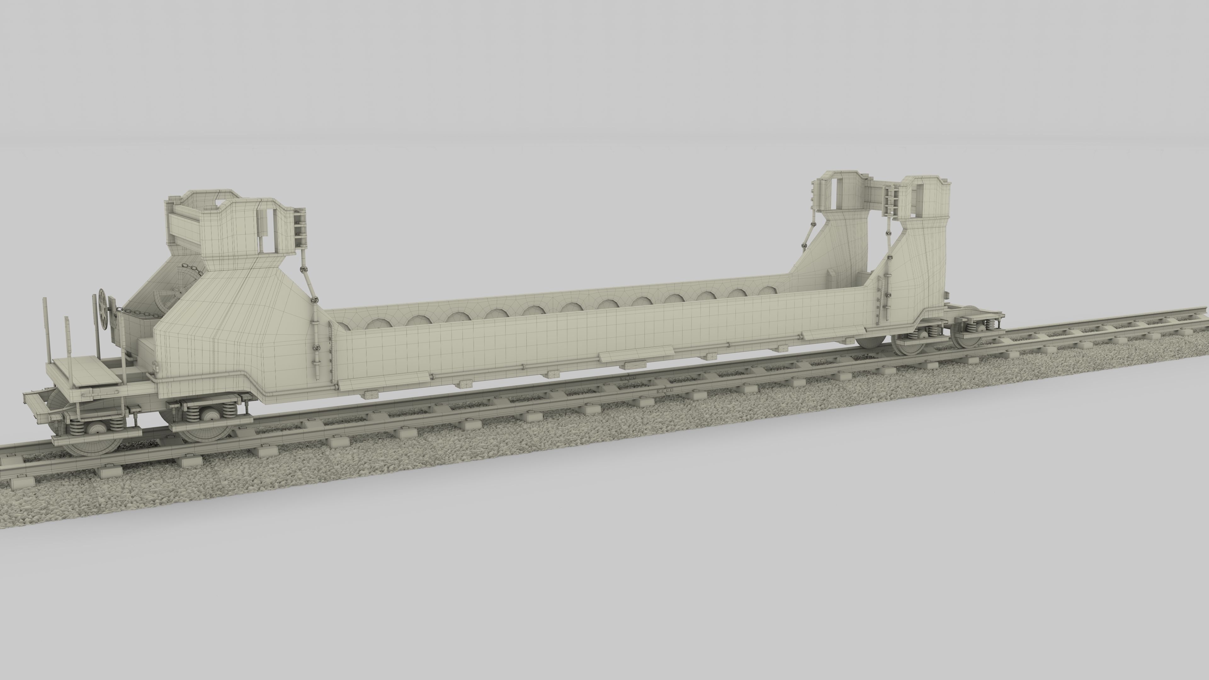 Brown Train Well Car 3D model_15