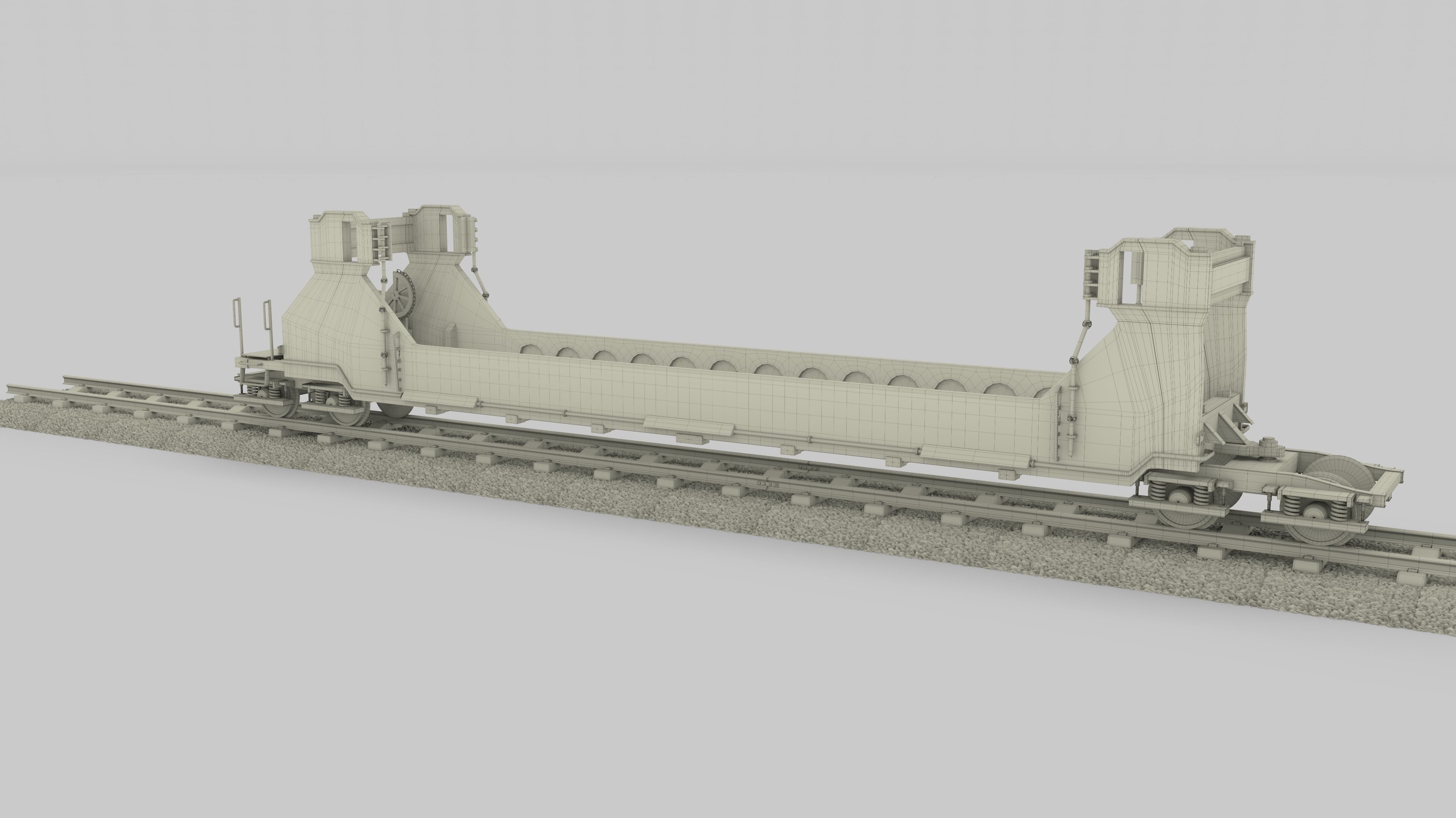 Brown Train Well Car 3D model_26