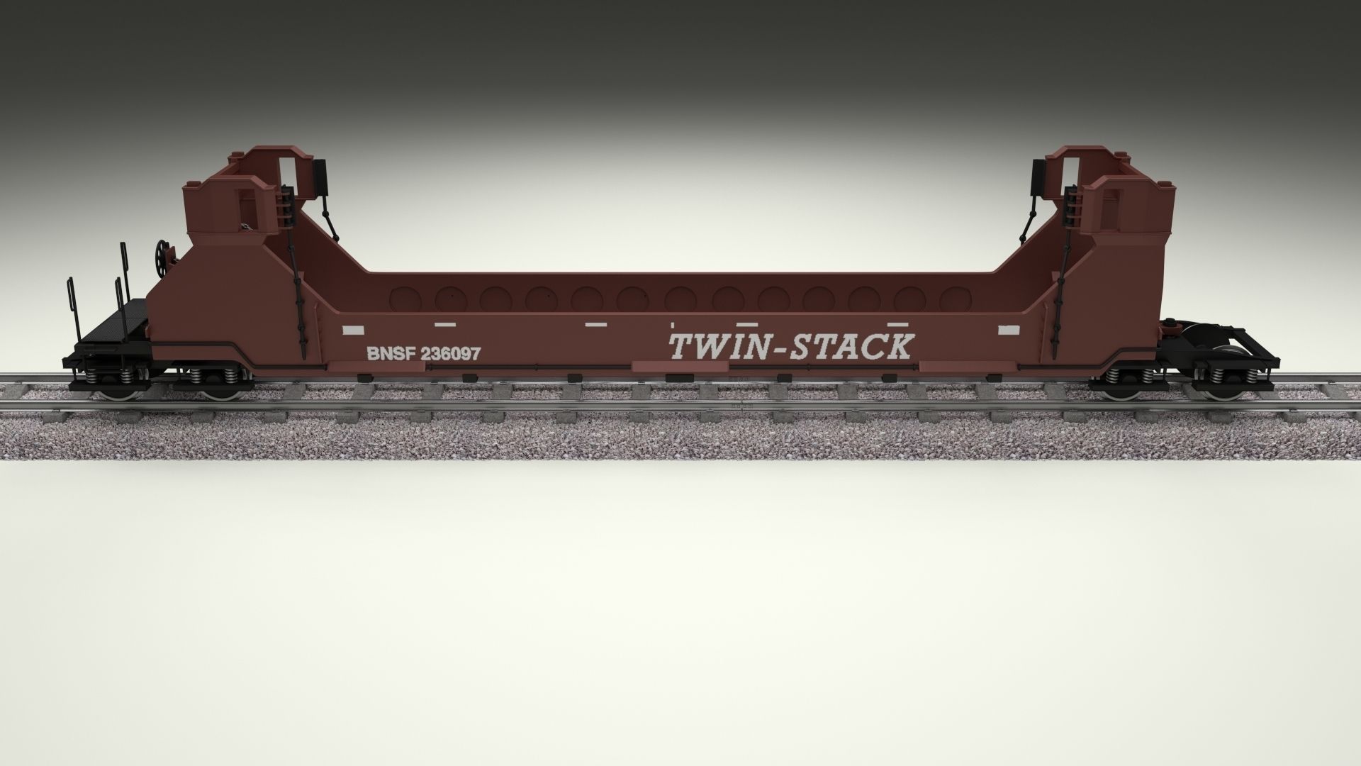 Brown Train Well Car 3D model_4