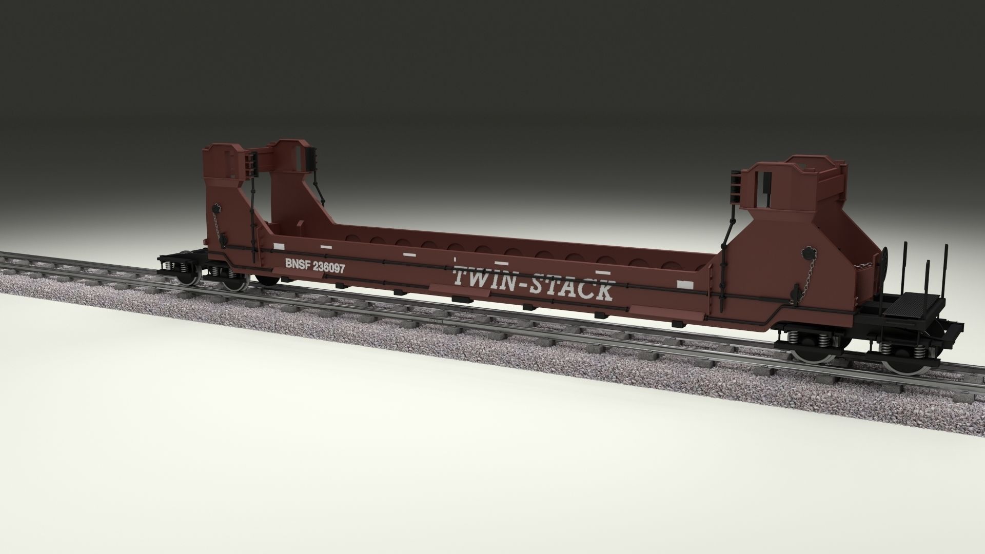 Brown Train Well Car 3D model_3