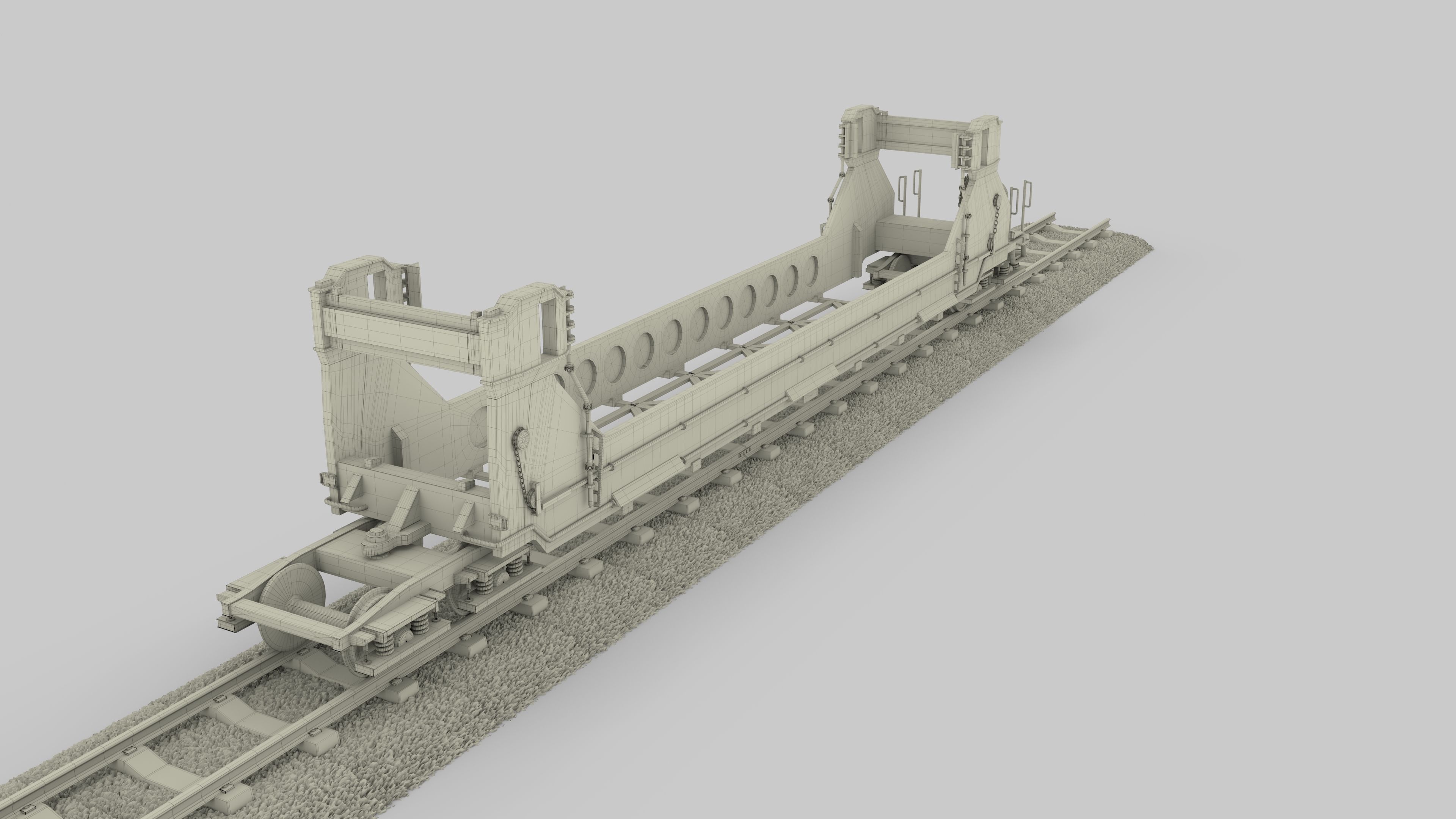 Brown Train Well Car 3D model_19