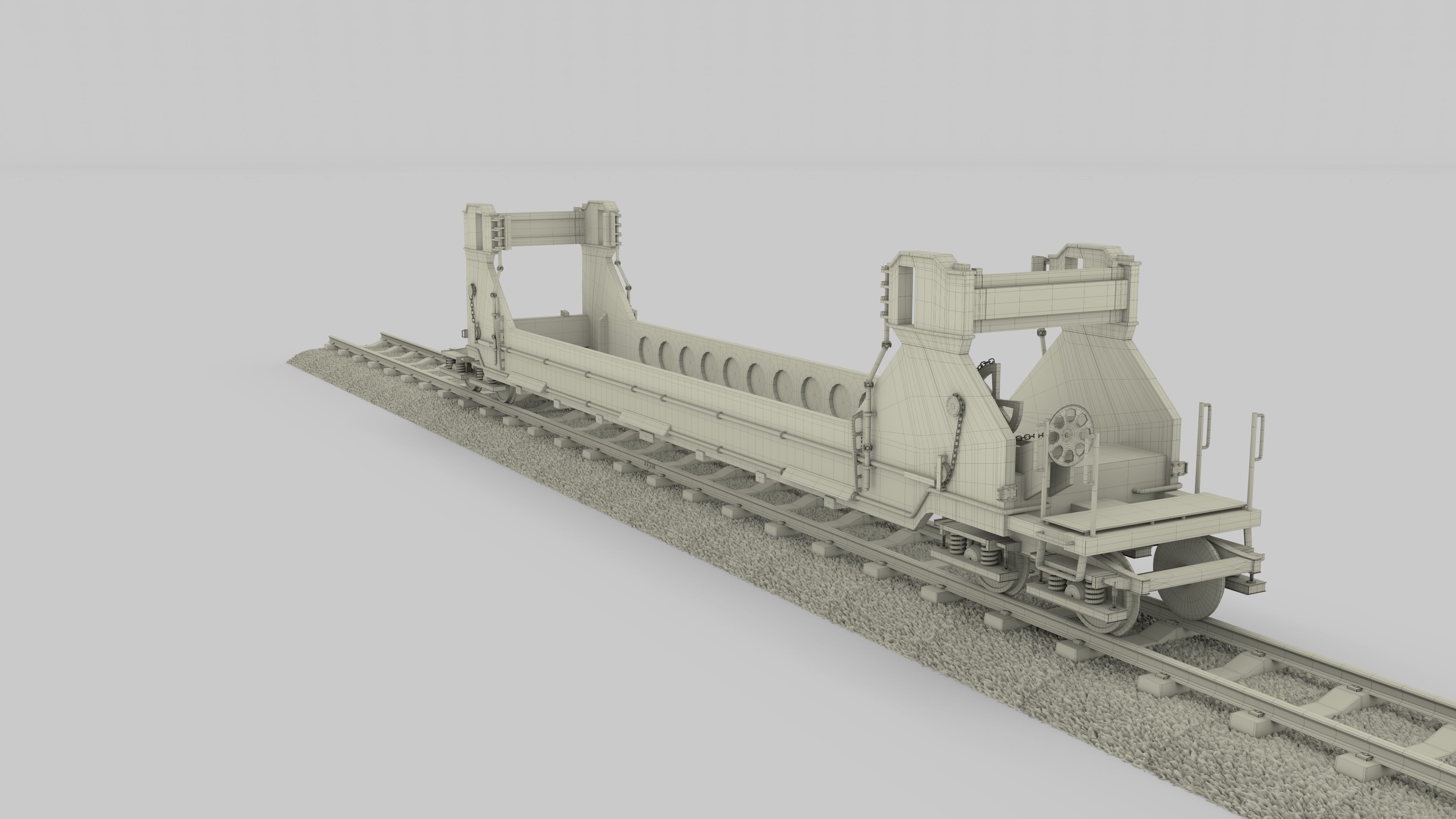 Brown Train Well Car 3D model_22
