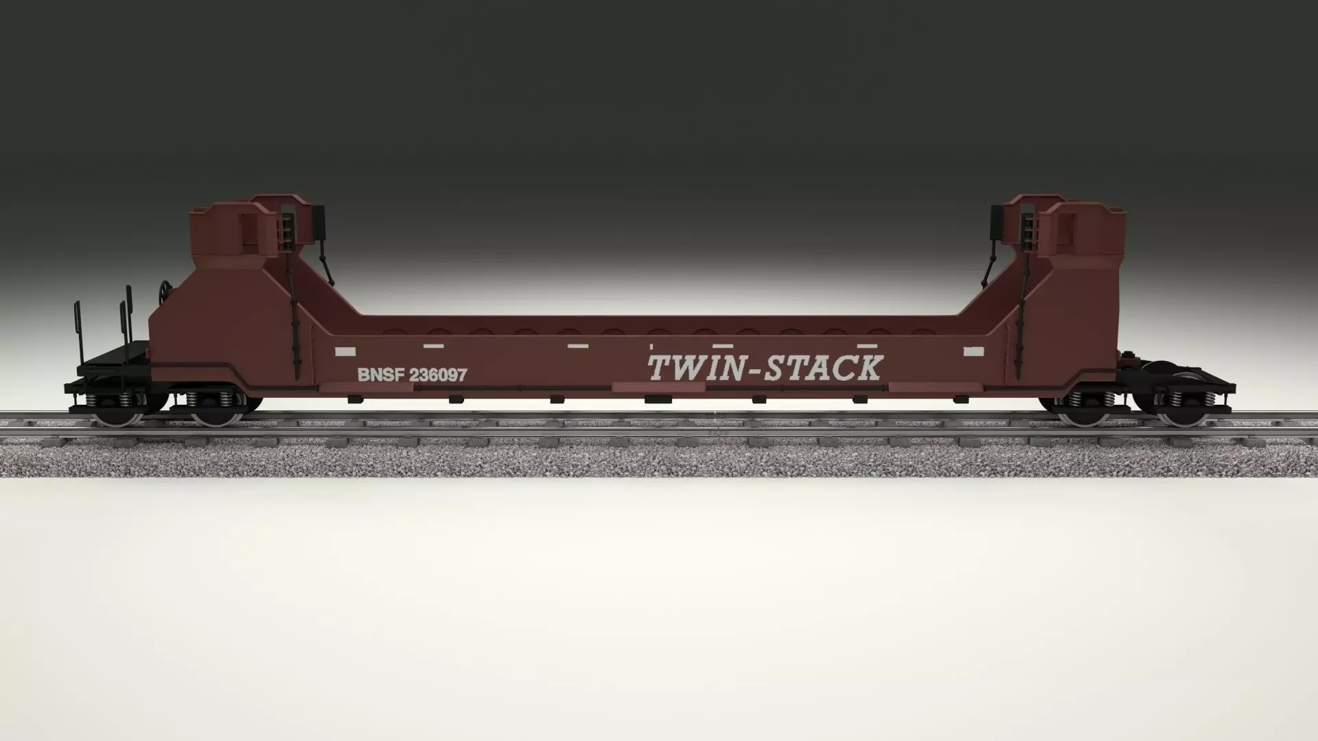 Brown Train Well Car 3D model_0