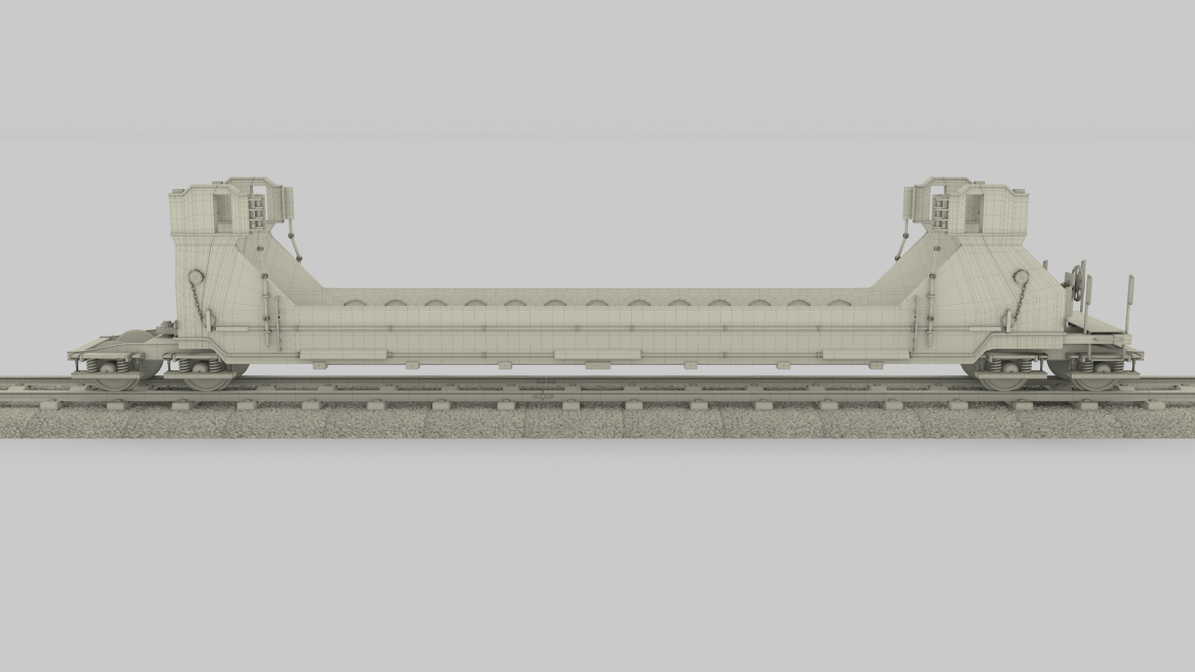 Brown Train Well Car 3D model_28