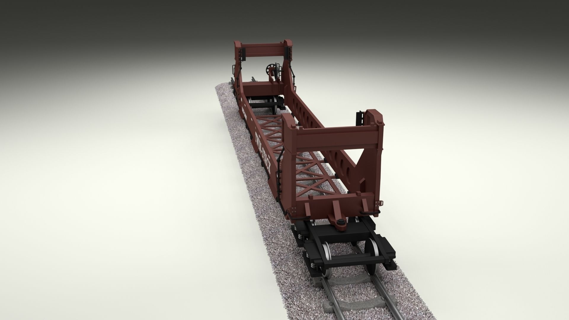 Brown Train Well Car 3D model_8