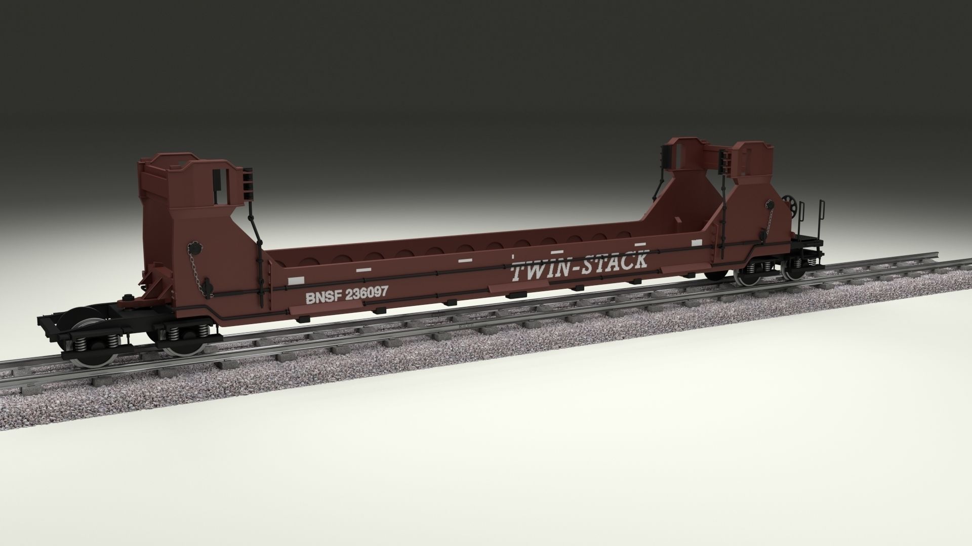 Brown Train Well Car 3D model_7