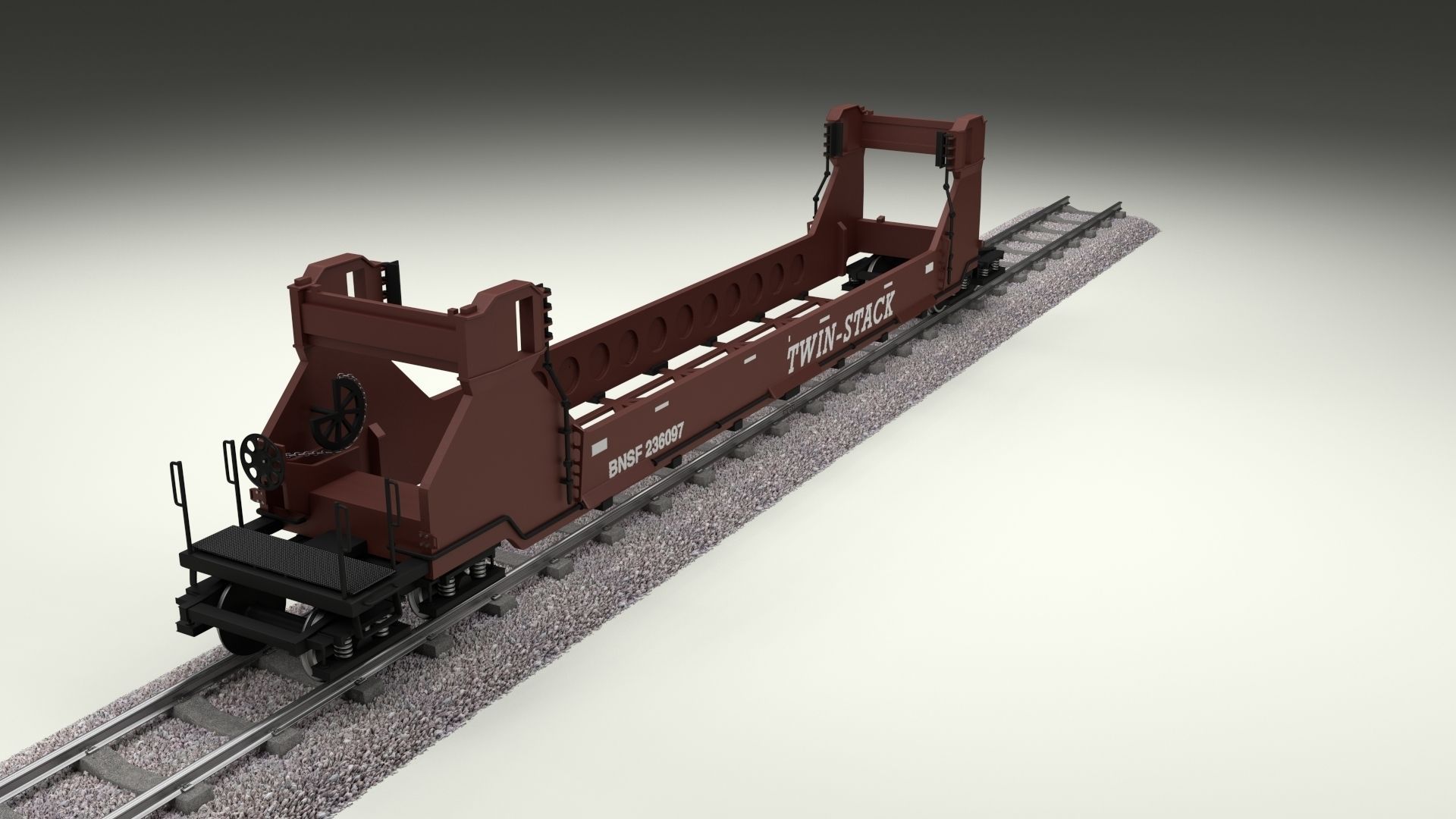Brown Train Well Car 3D model_11