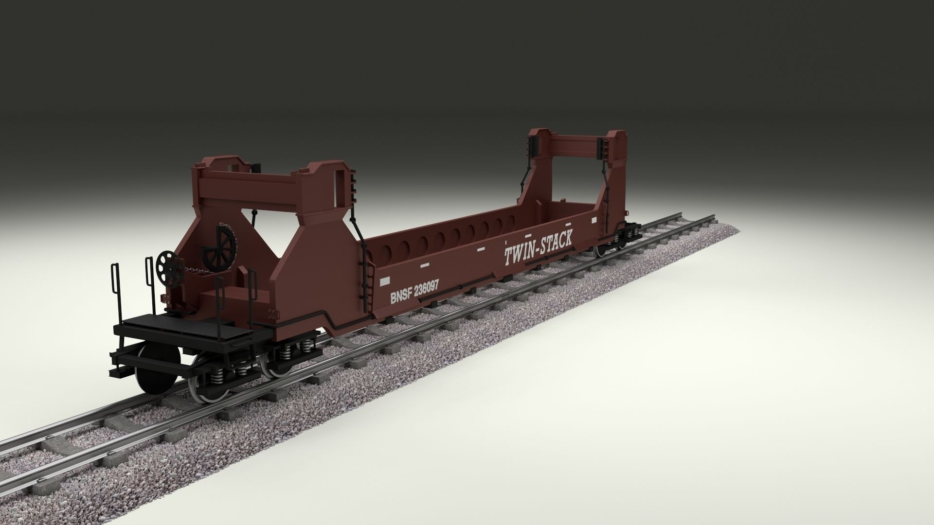Brown Train Well Car 3D model_5