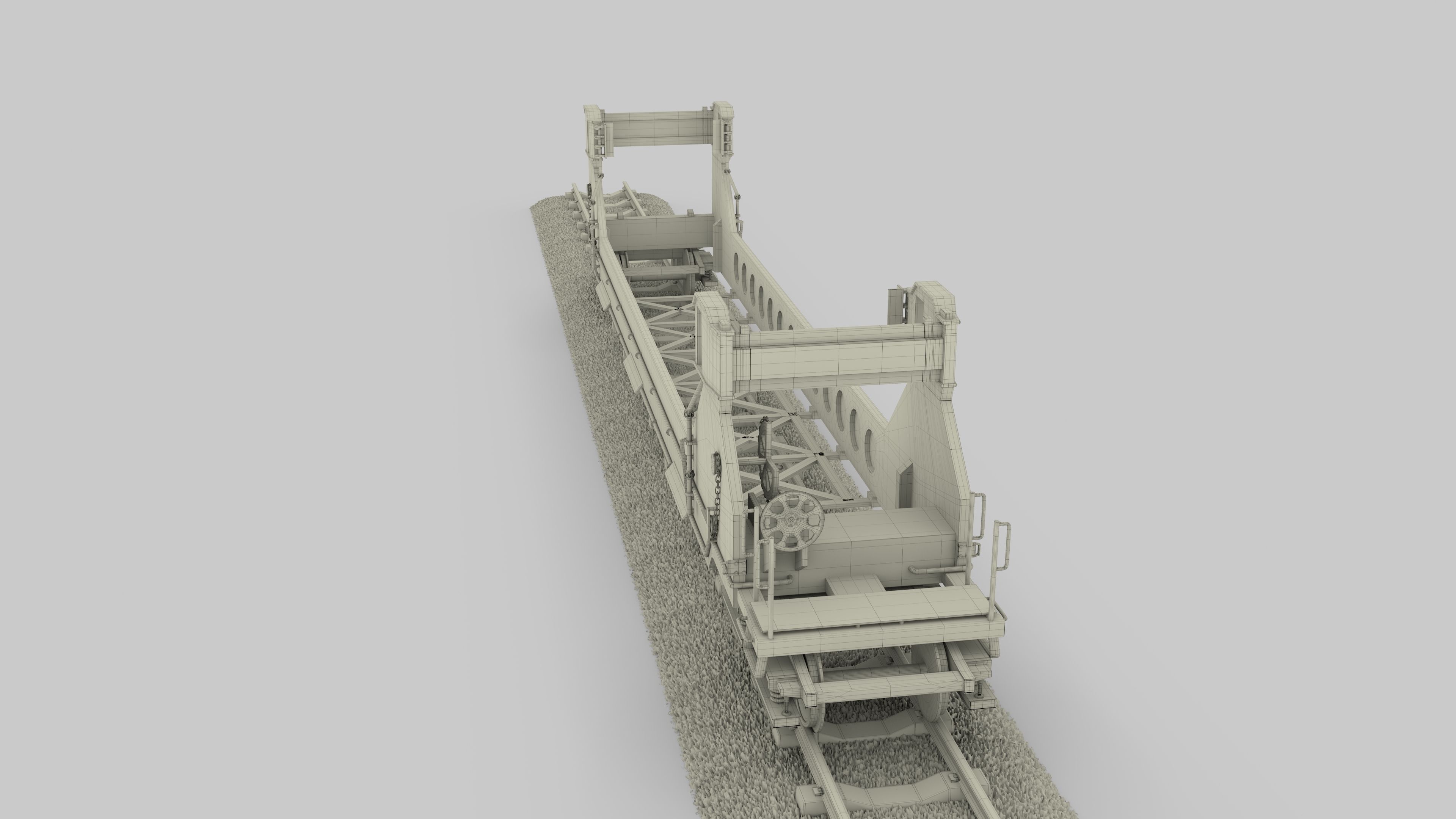 Brown Train Well Car 3D model_27