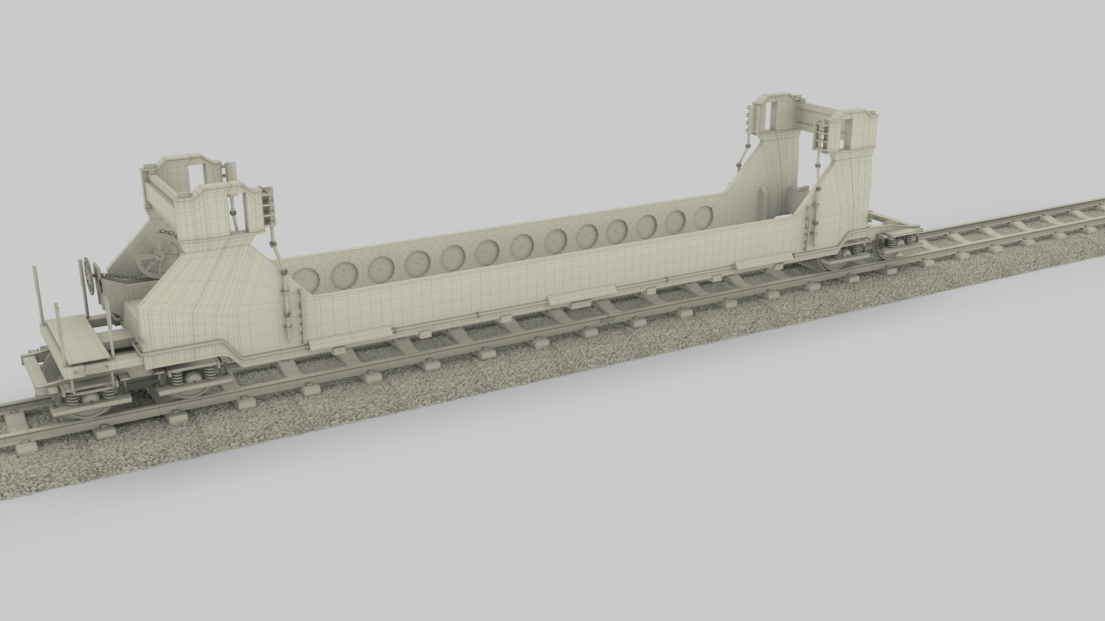 Brown Train Well Car 3D model_18