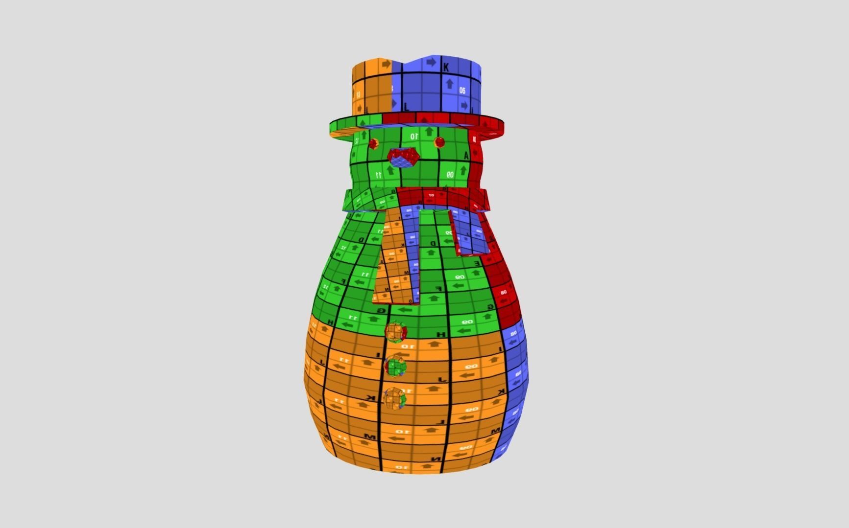 Christmas Snowman Low-poly 3D model_7