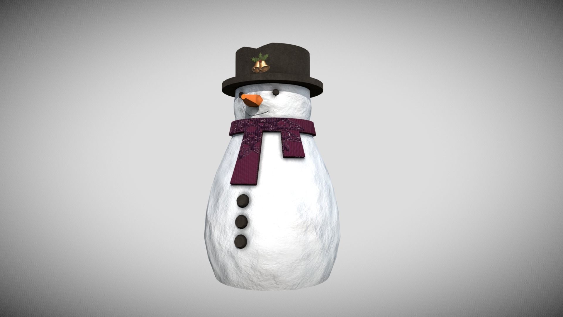 Christmas Snowman Low-poly 3D model_2