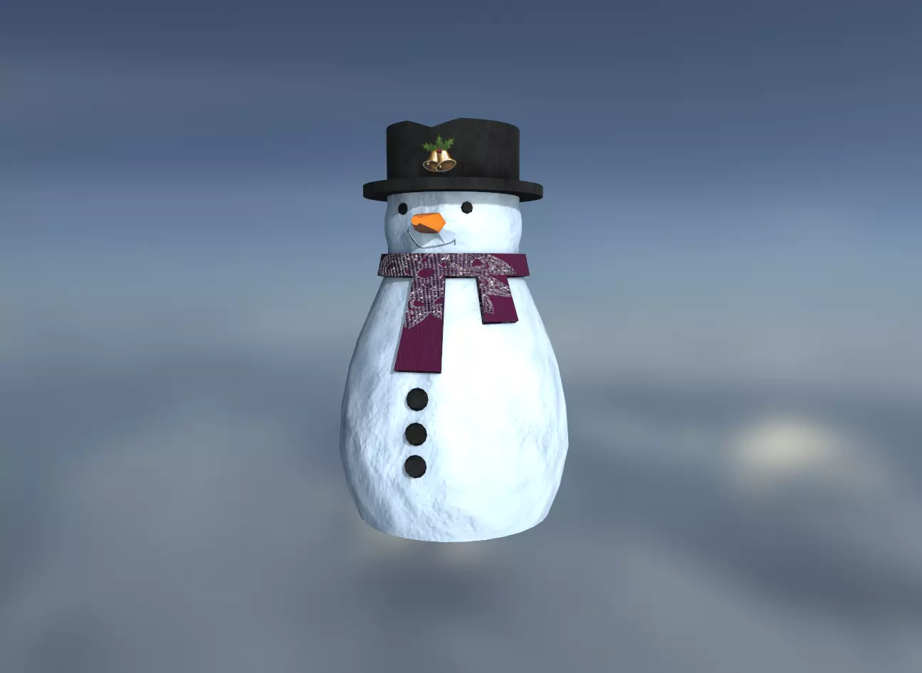 Christmas Snowman Low-poly 3D model_0