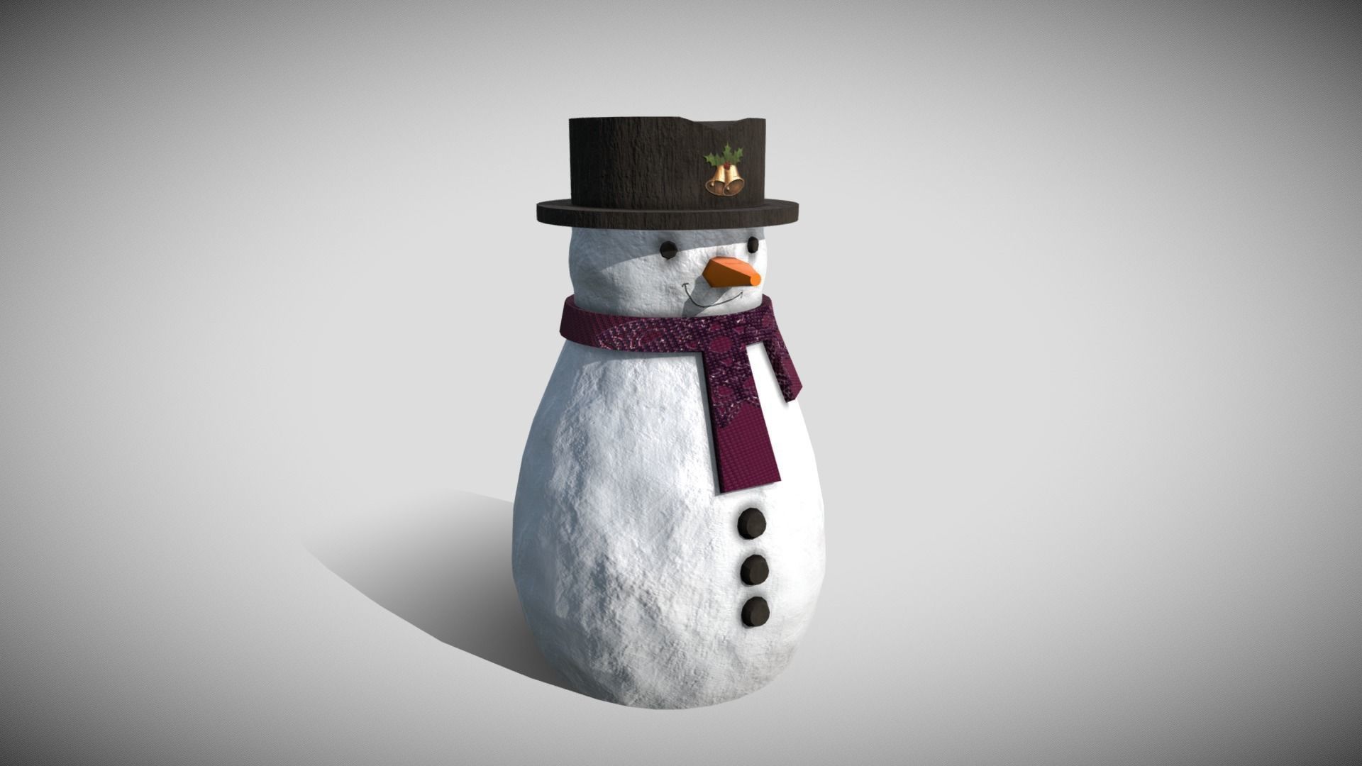 Christmas Snowman Low-poly 3D model_1