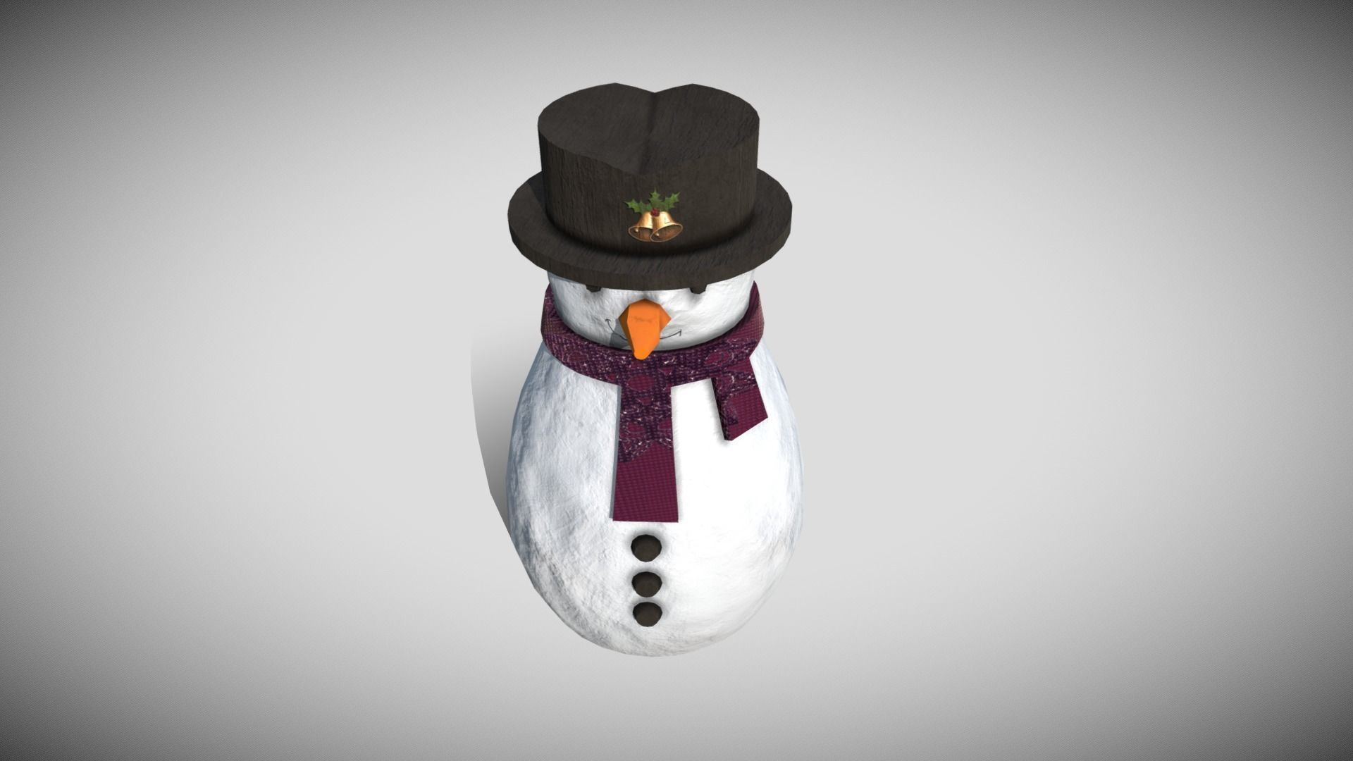 Christmas Snowman Low-poly 3D model_5