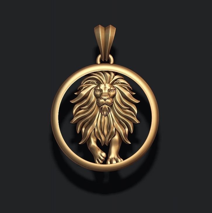 Horoscope Lion pendant 3D print model_3
