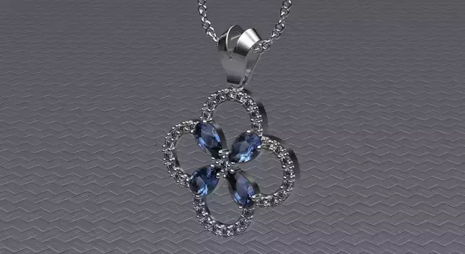 Pear shape ston VC flower pendant 