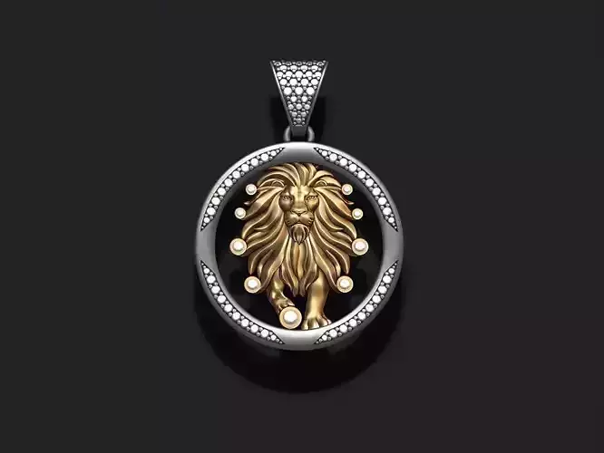 Horoscope Lion pendant with gems