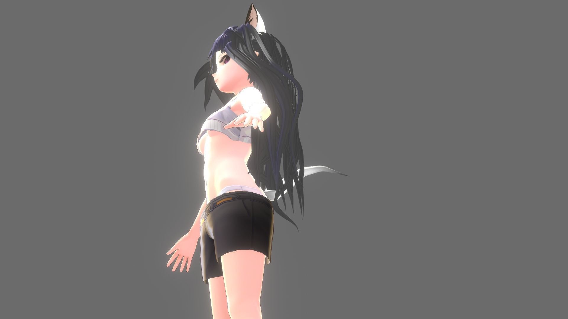 ASIAN GIRL CAT 3D MODEL RIGGED T POSE SHAPE KEYS  NEKO 2 Low-poly 3D model_8