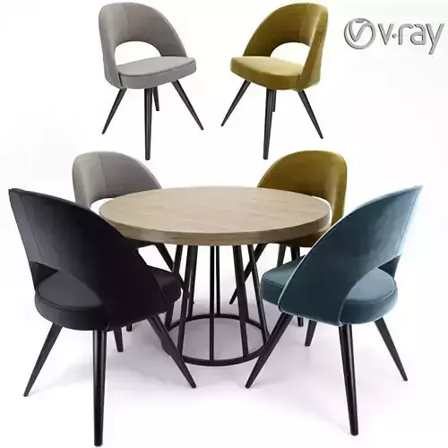 Modrest Gloria Chair with Round Table 3D model