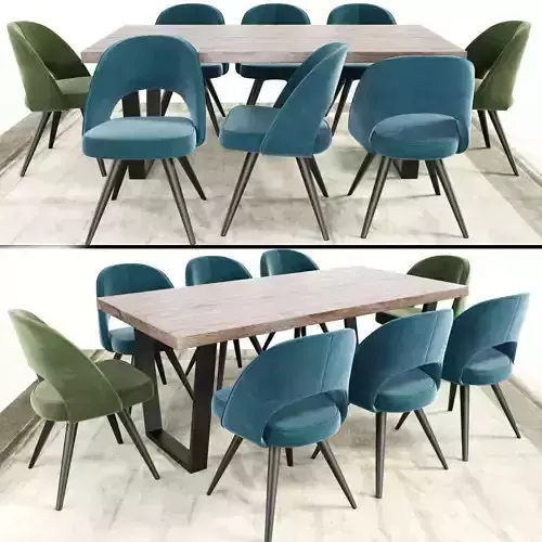 Modrest Gloria Chair With Calia Dining Table 3D model