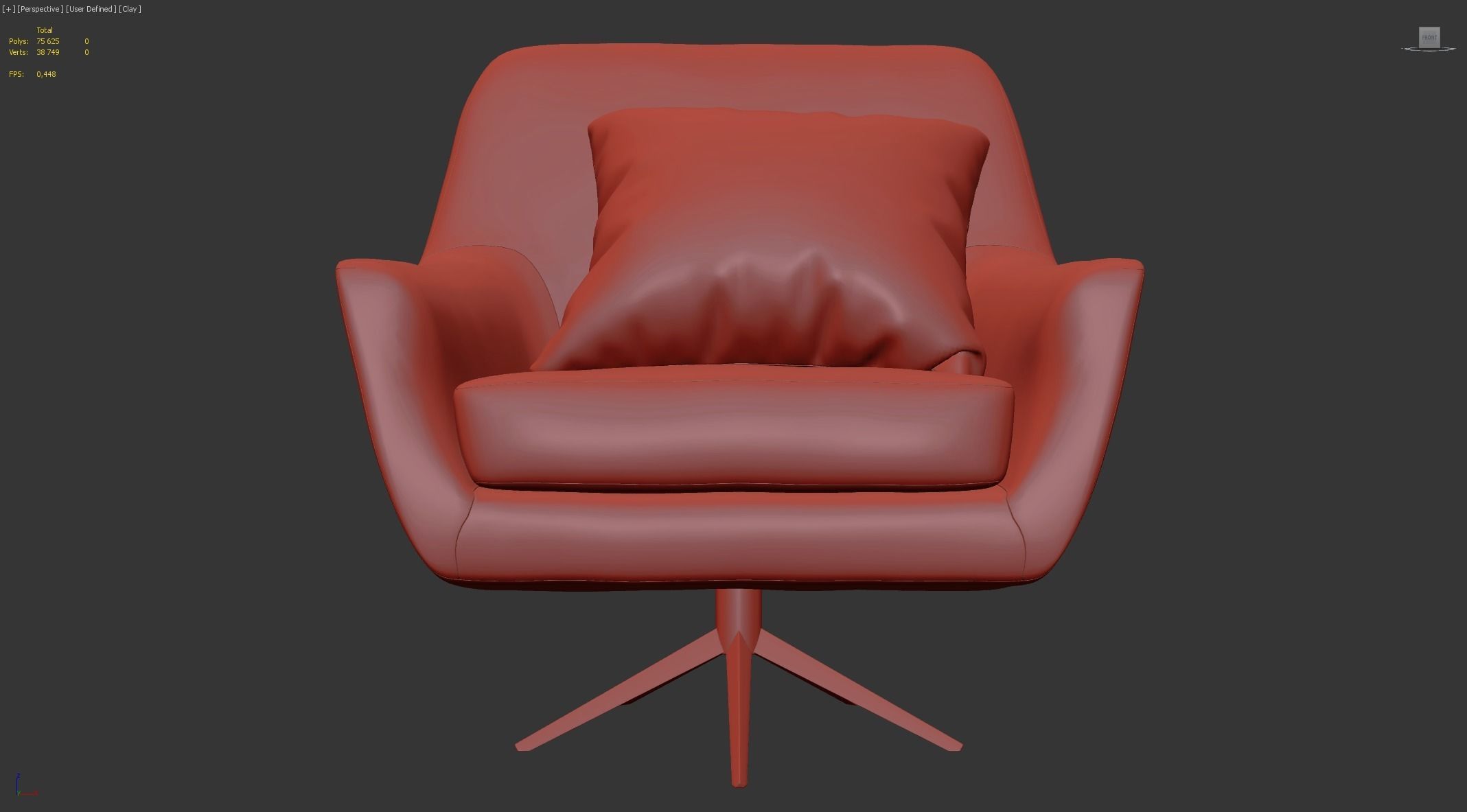 Comfortable Chair with a Pillow - 3ds Max 3D model_46