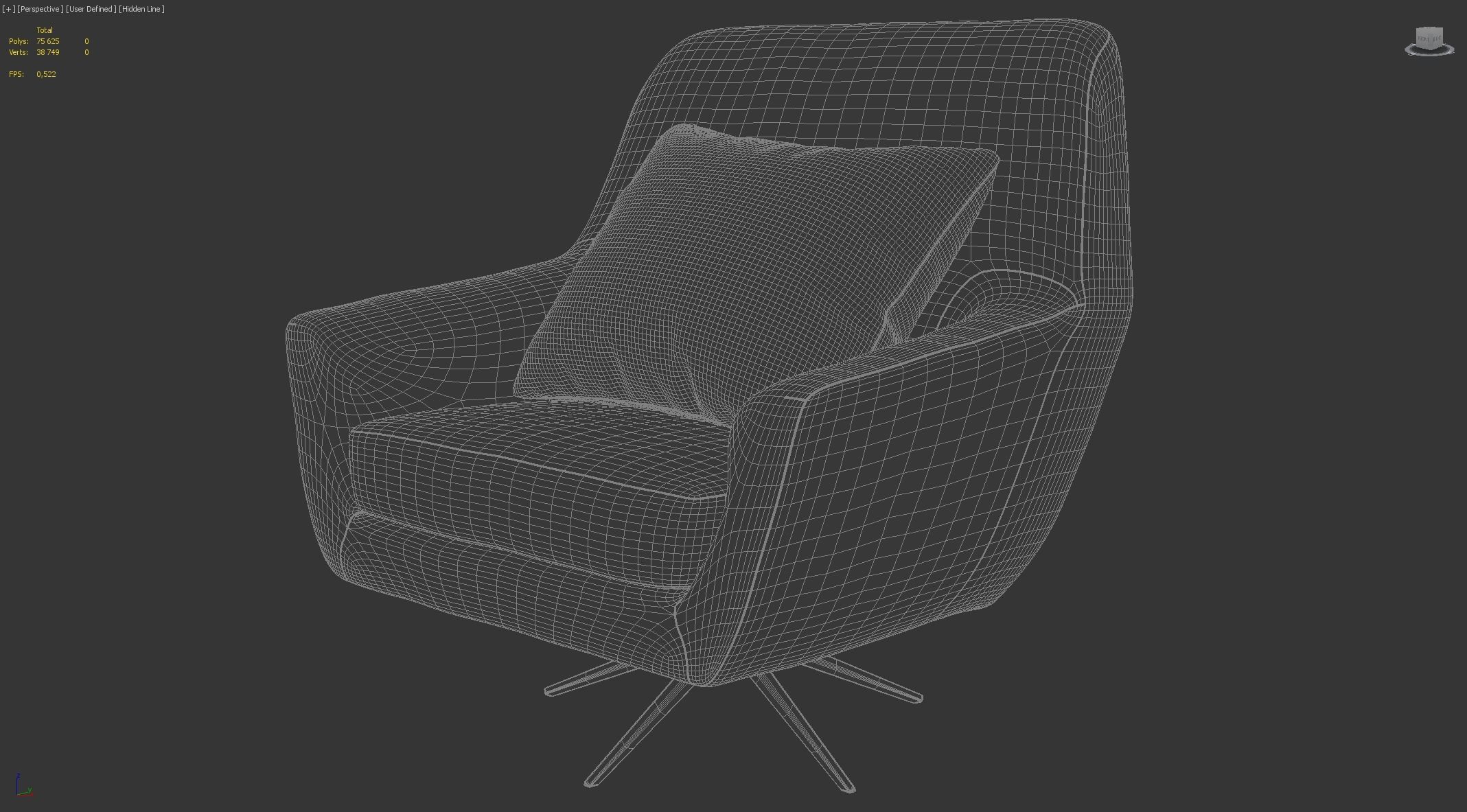 Comfortable Chair with a Pillow - 3ds Max 3D model_49