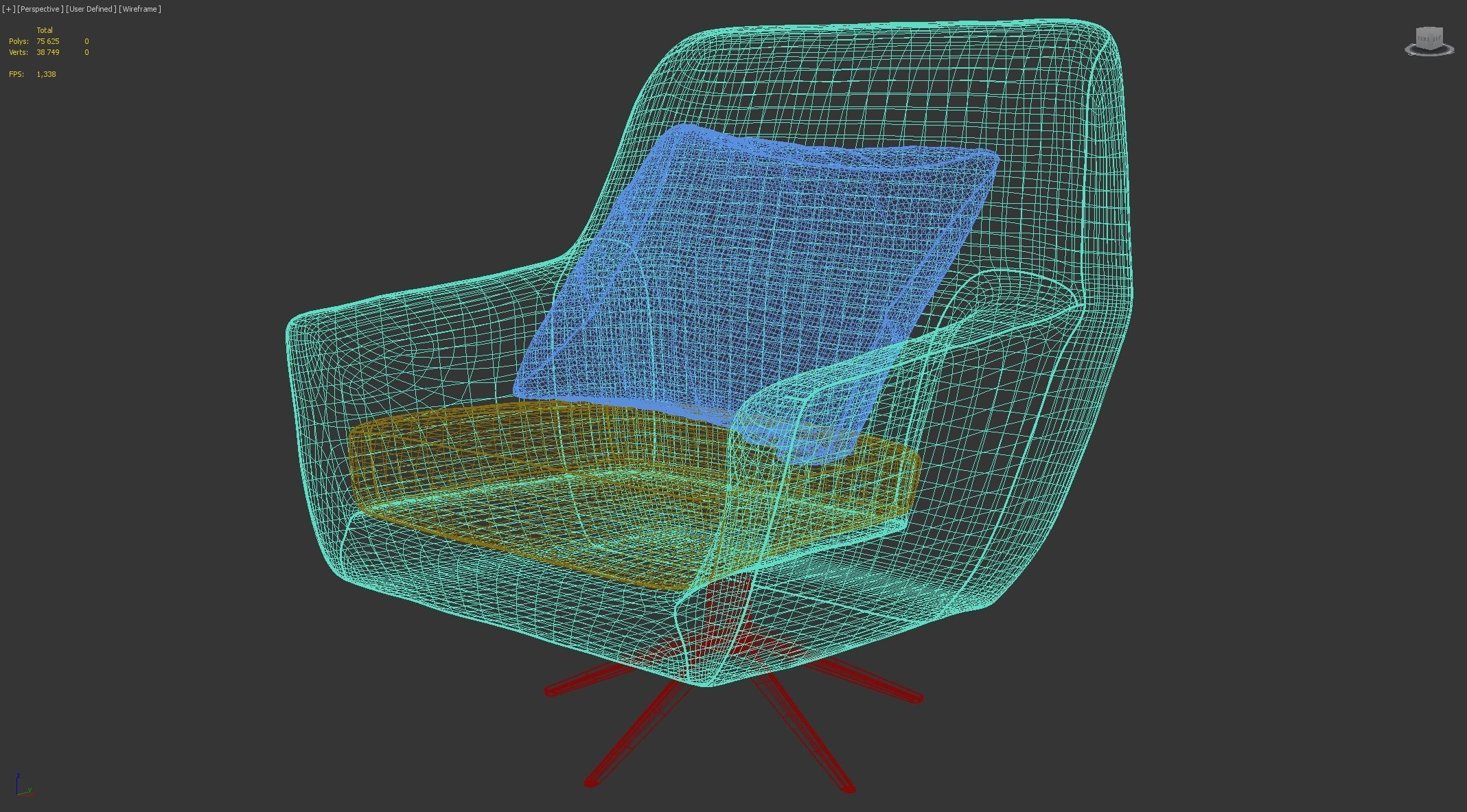 Comfortable Chair with a Pillow - 3ds Max 3D model_48