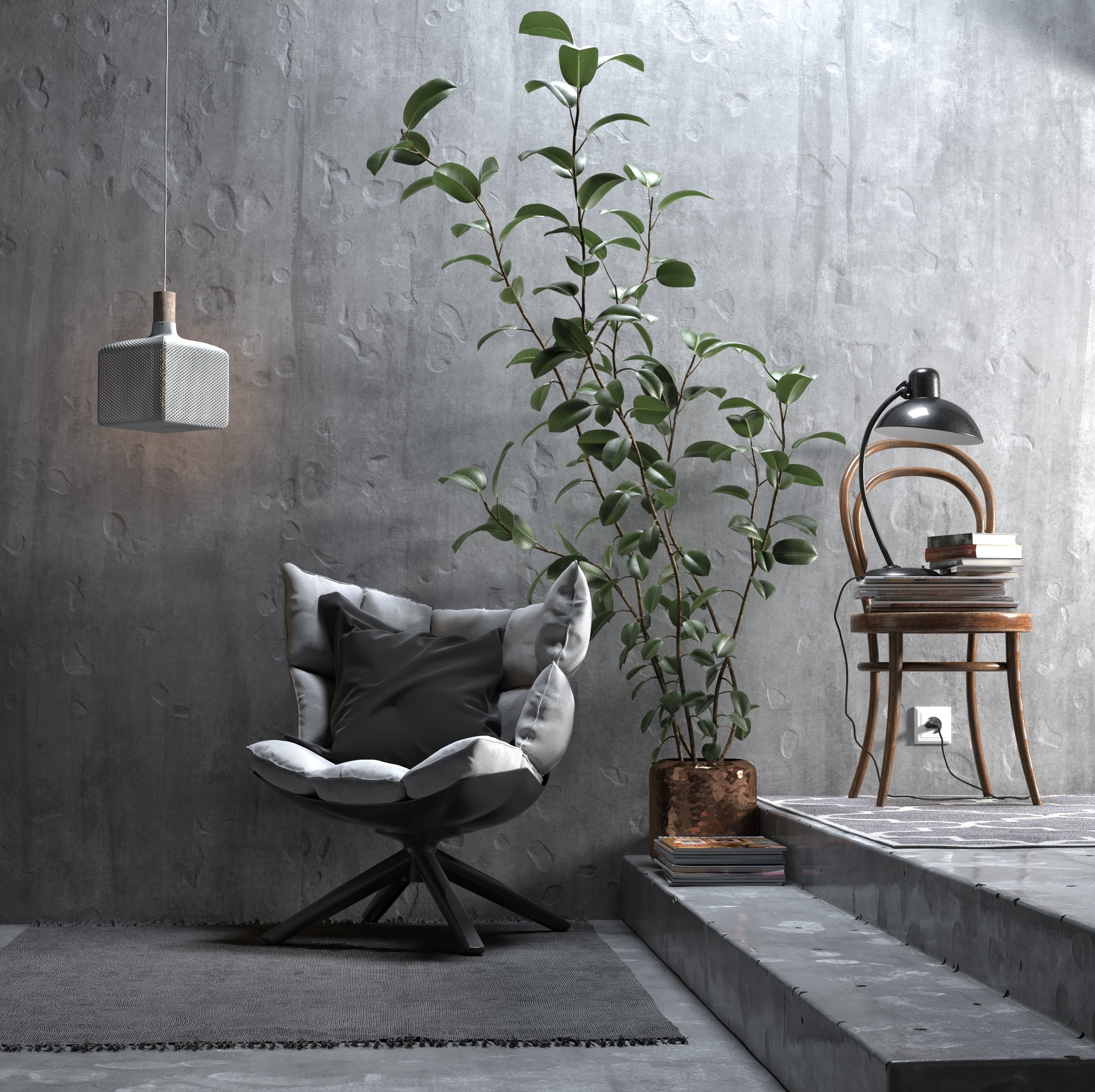 Cube lampshade for table lamp or ceiling 3D print model_4