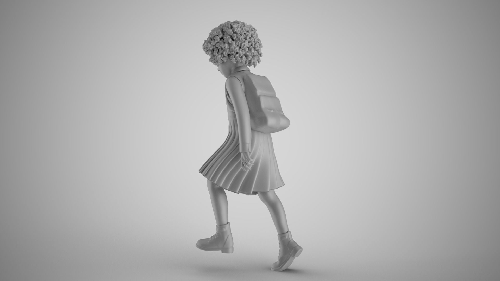 Little School Girl Climbing Steps 3 3D print model_3