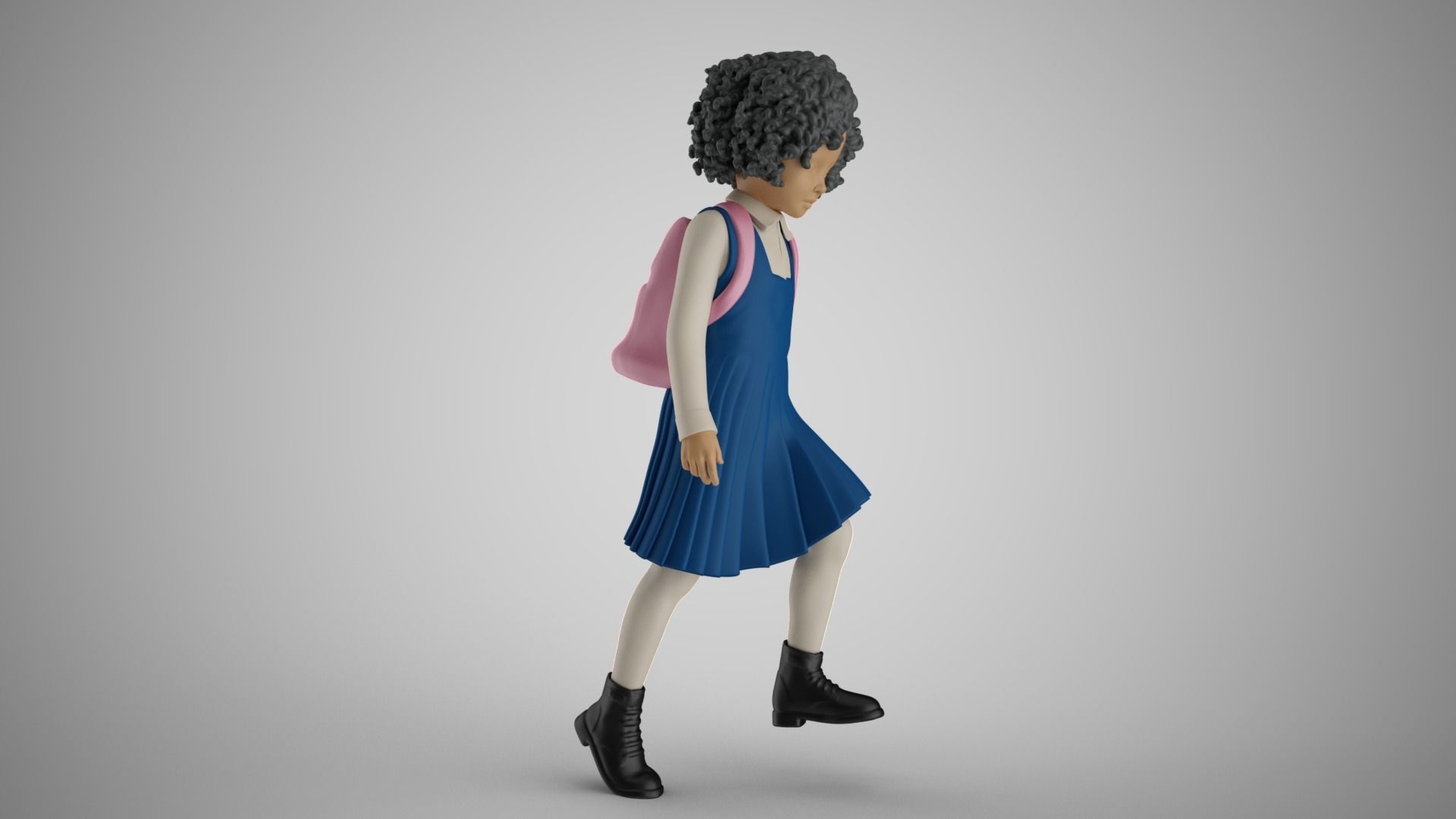 Little School Girl Climbing Steps 3 3D print model_6