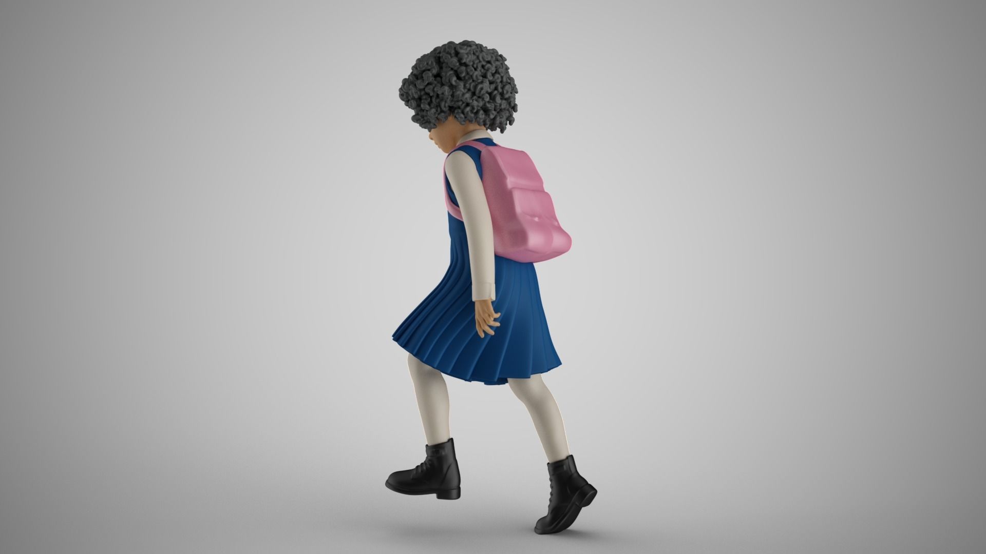 Little School Girl Climbing Steps 3 3D print model_10