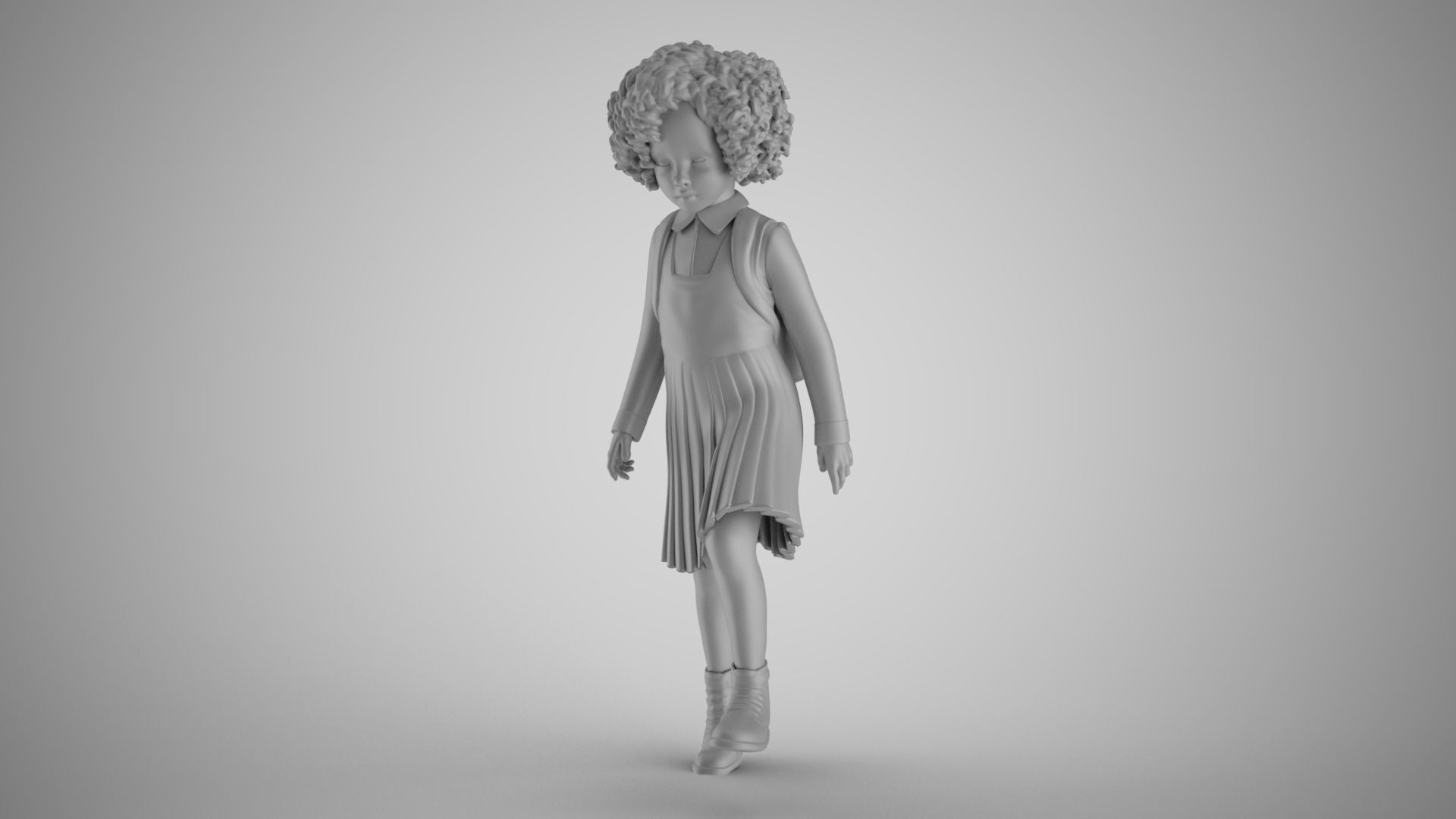 Little School Girl Climbing Steps 3 3D print model_2