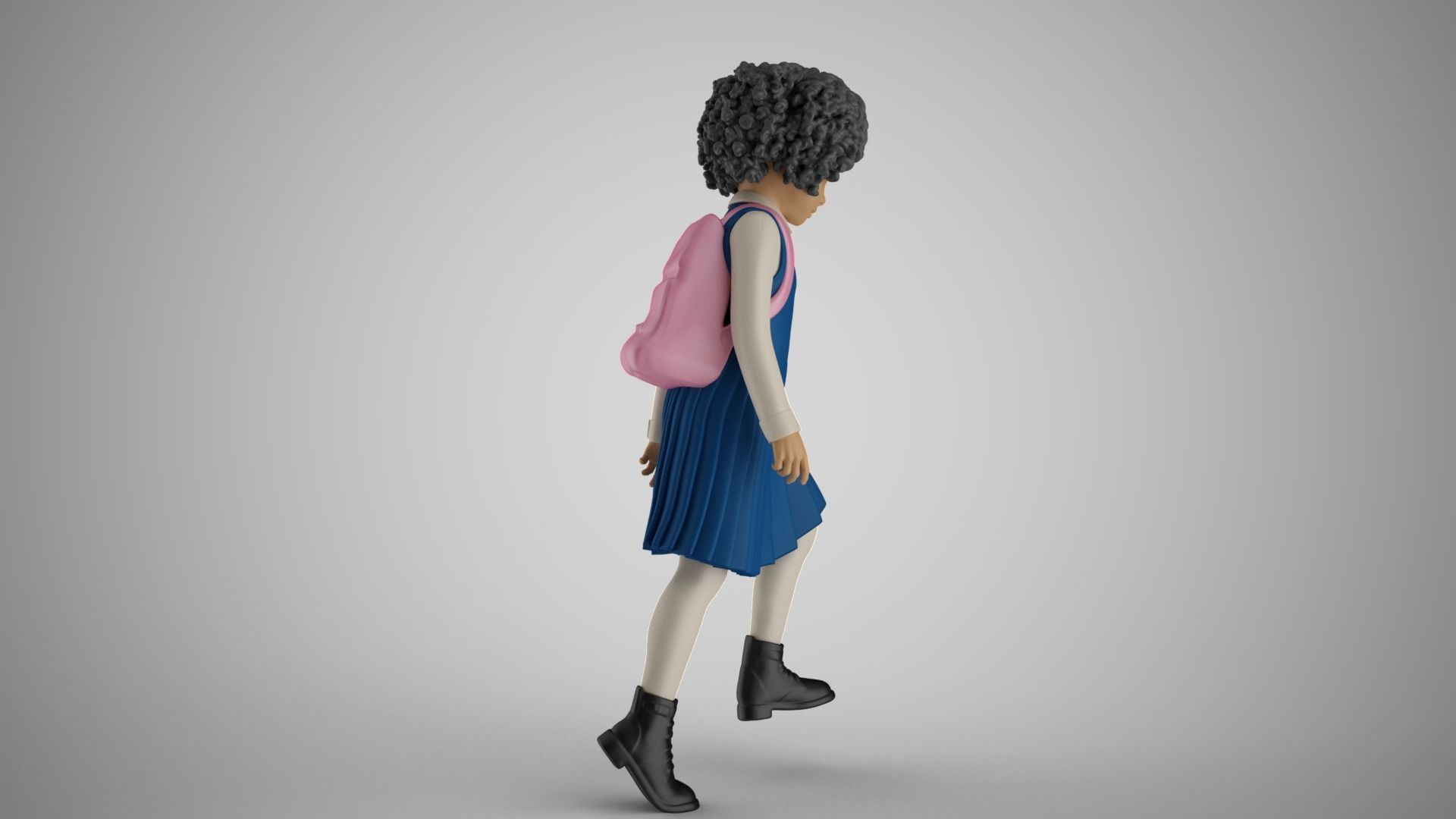 Little School Girl Climbing Steps 3 3D print model_7