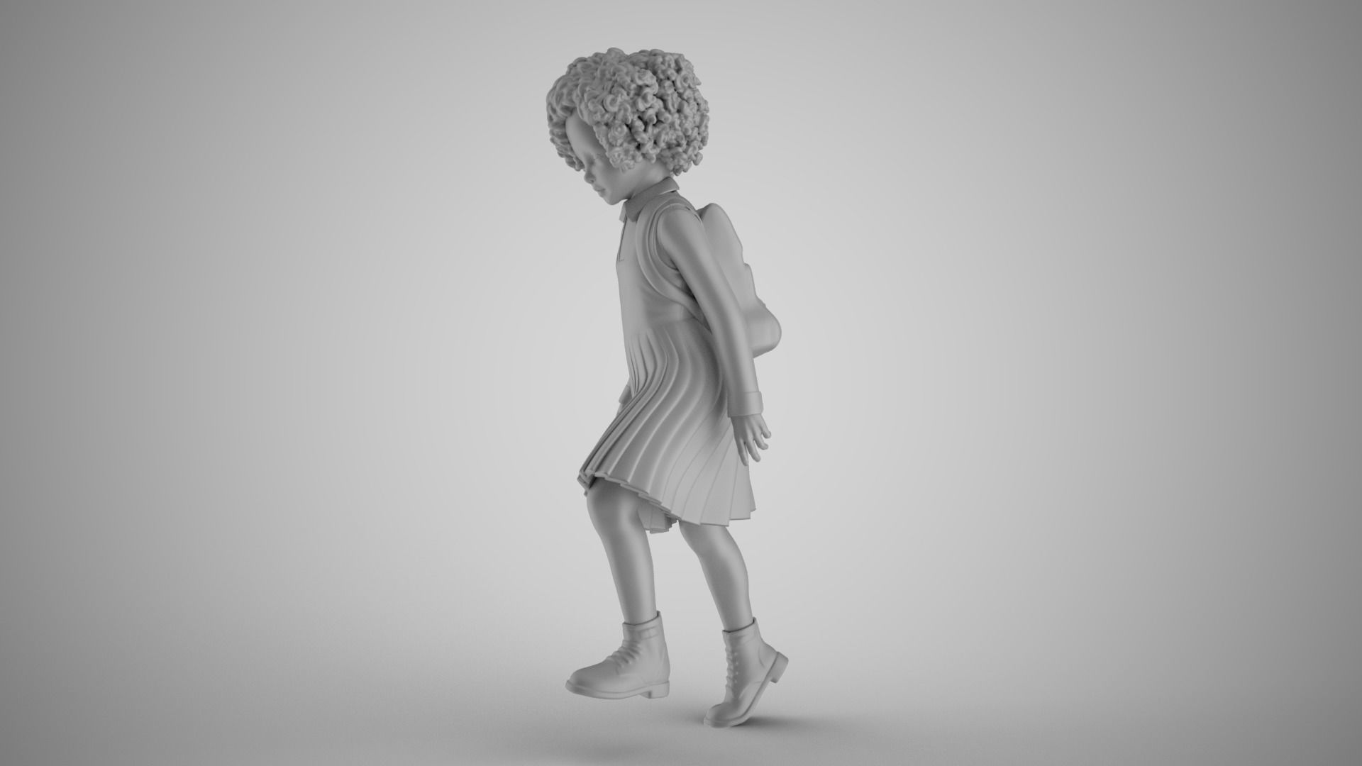 Little School Girl Climbing Steps 3 3D print model_1